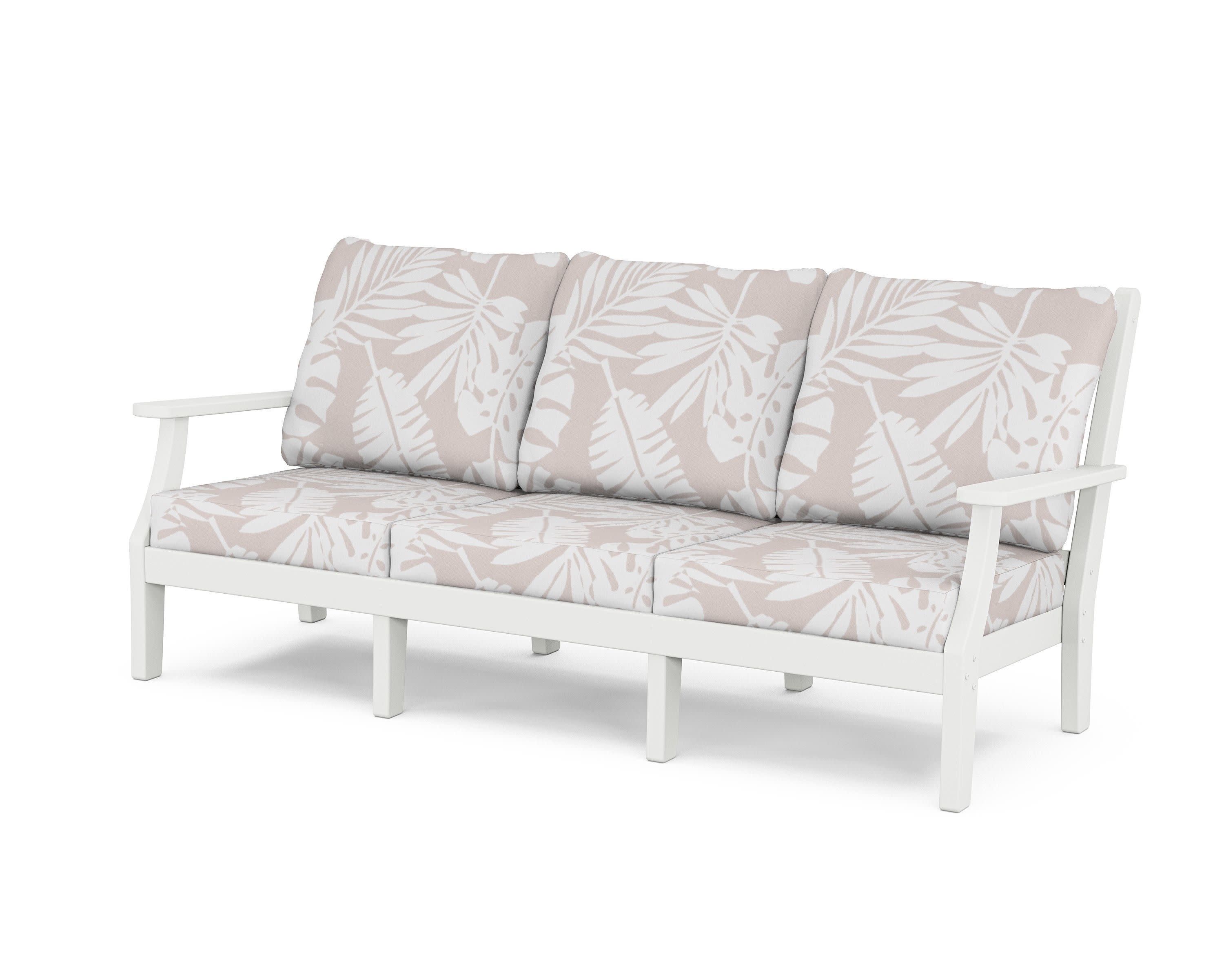 Wovendale Deep Seating Sofa in White / Leaf Dune Burlap