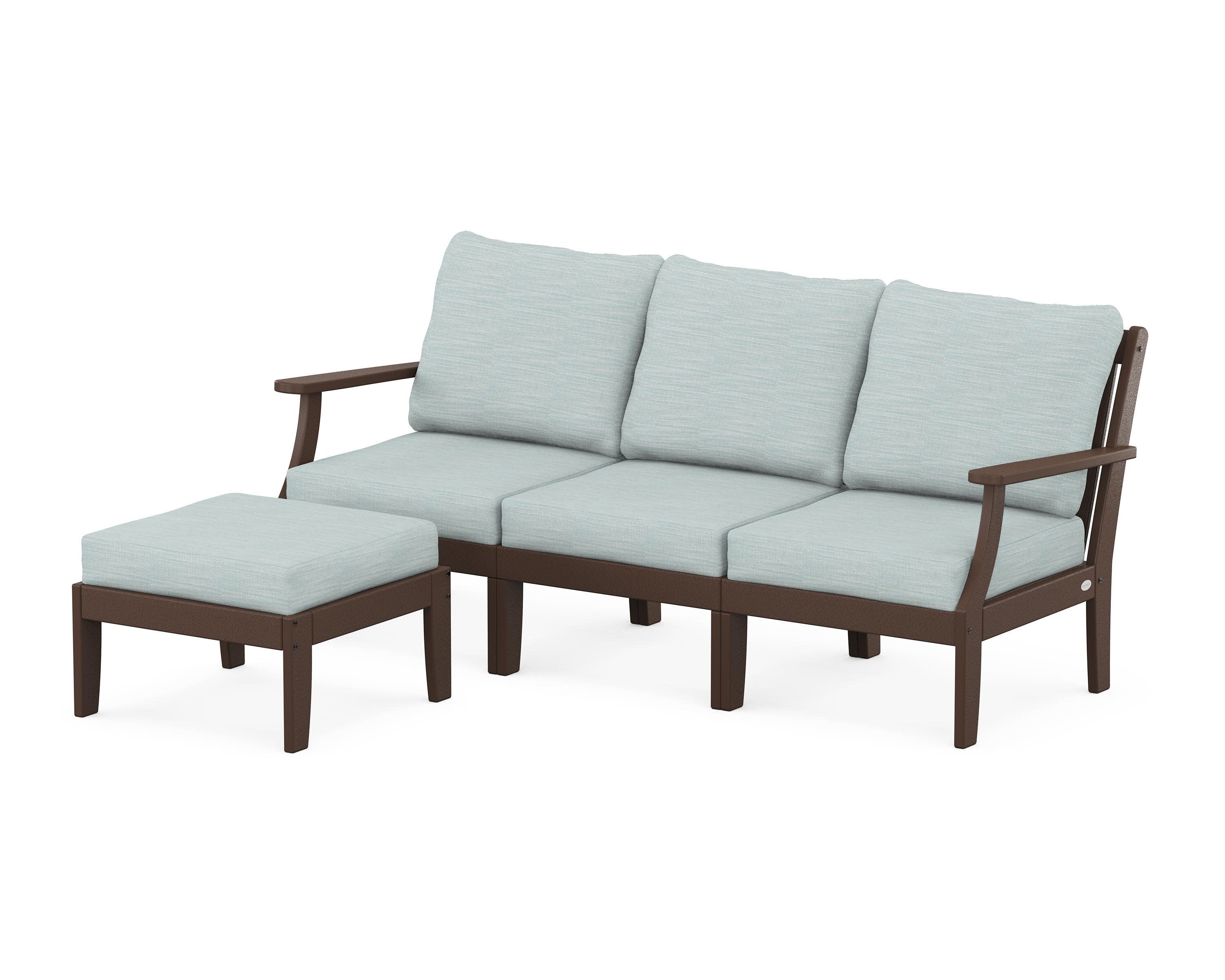 Braxton Modular 4-Piece Deep Seating Set with Ottoman in Mahogany / Soothe Mist