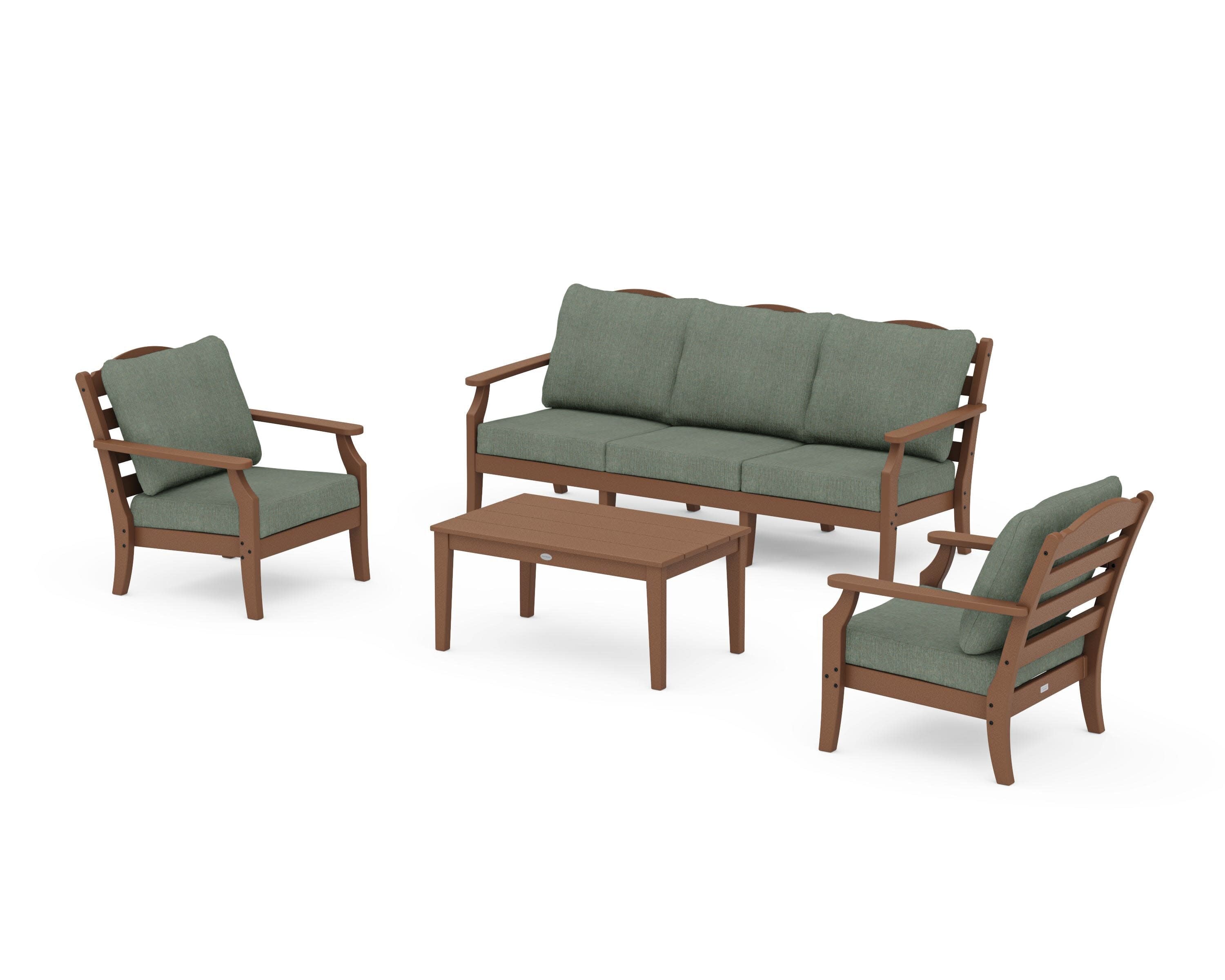 Savannah 4-Piece Deep Seating Set with Sofa in Teak / Cast Sage