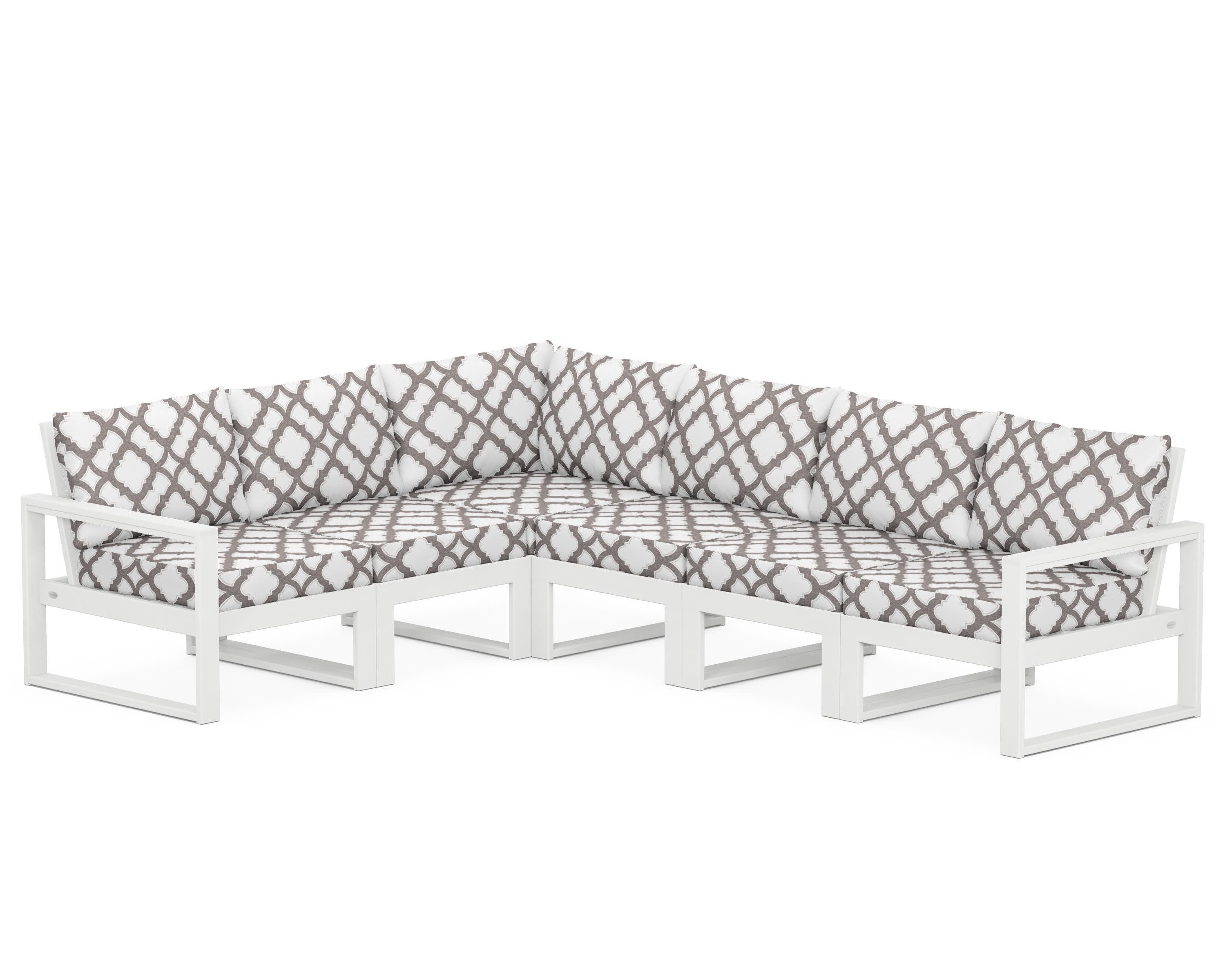 EDGE 6-Piece Modular Deep Seating Set in White / Trellis Grey Mist