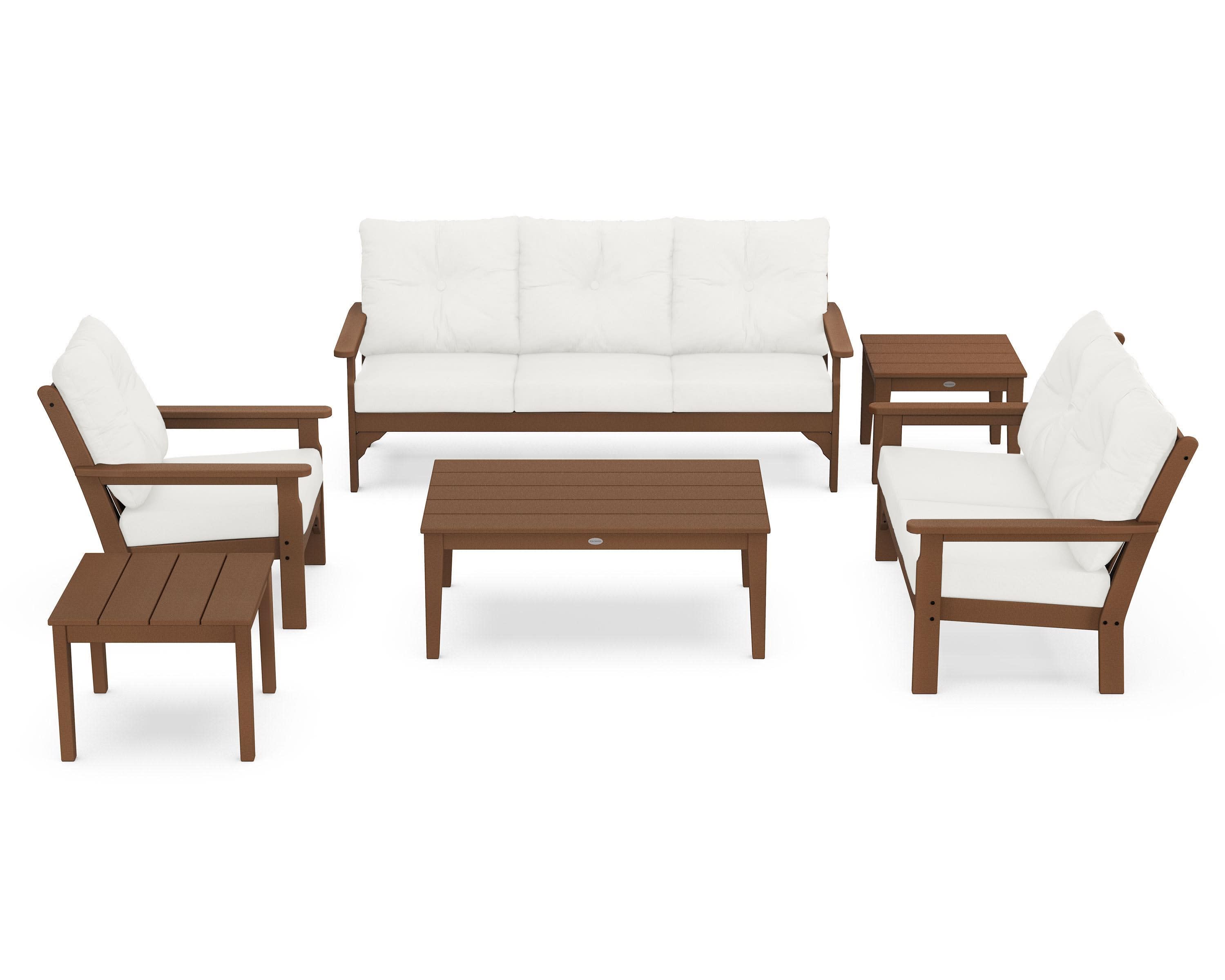 Vineyard 6-Piece Deep Seating Set in Teak / Natural Linen