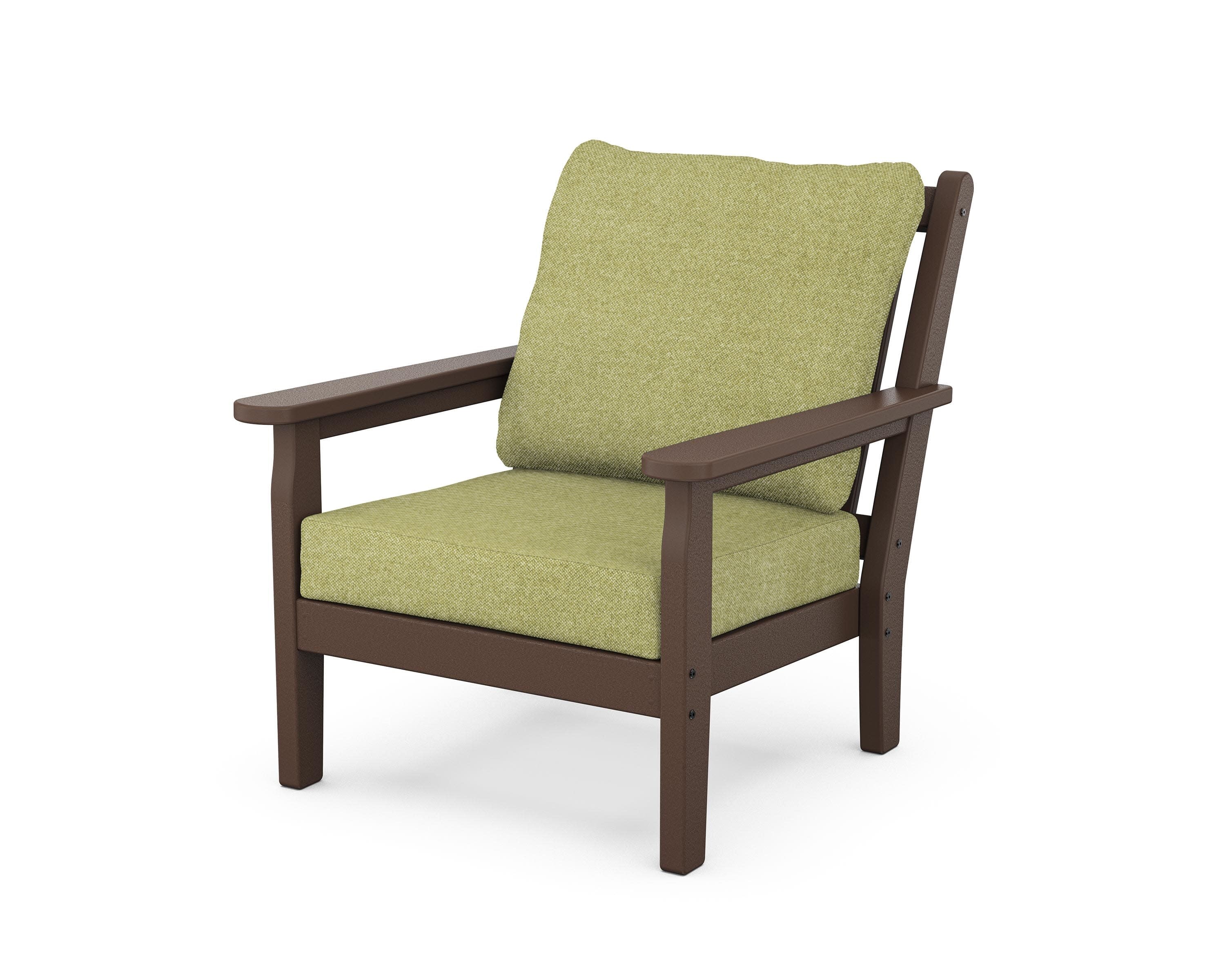 Chippendale Deep Seating Chair in Mahogany / Chartreuse Boucle