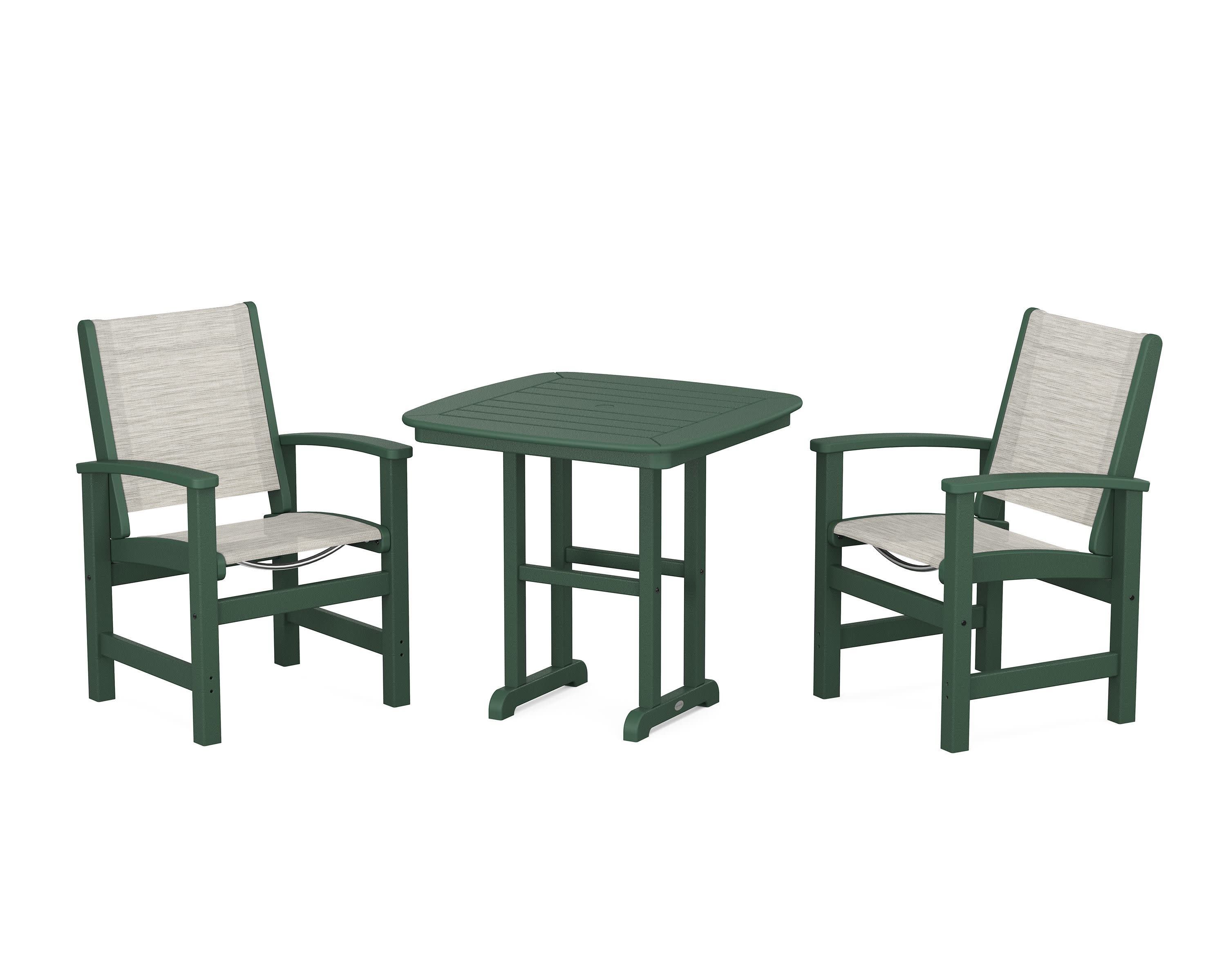 Coastal 3-Piece Dining Set in Green / Birch Sling