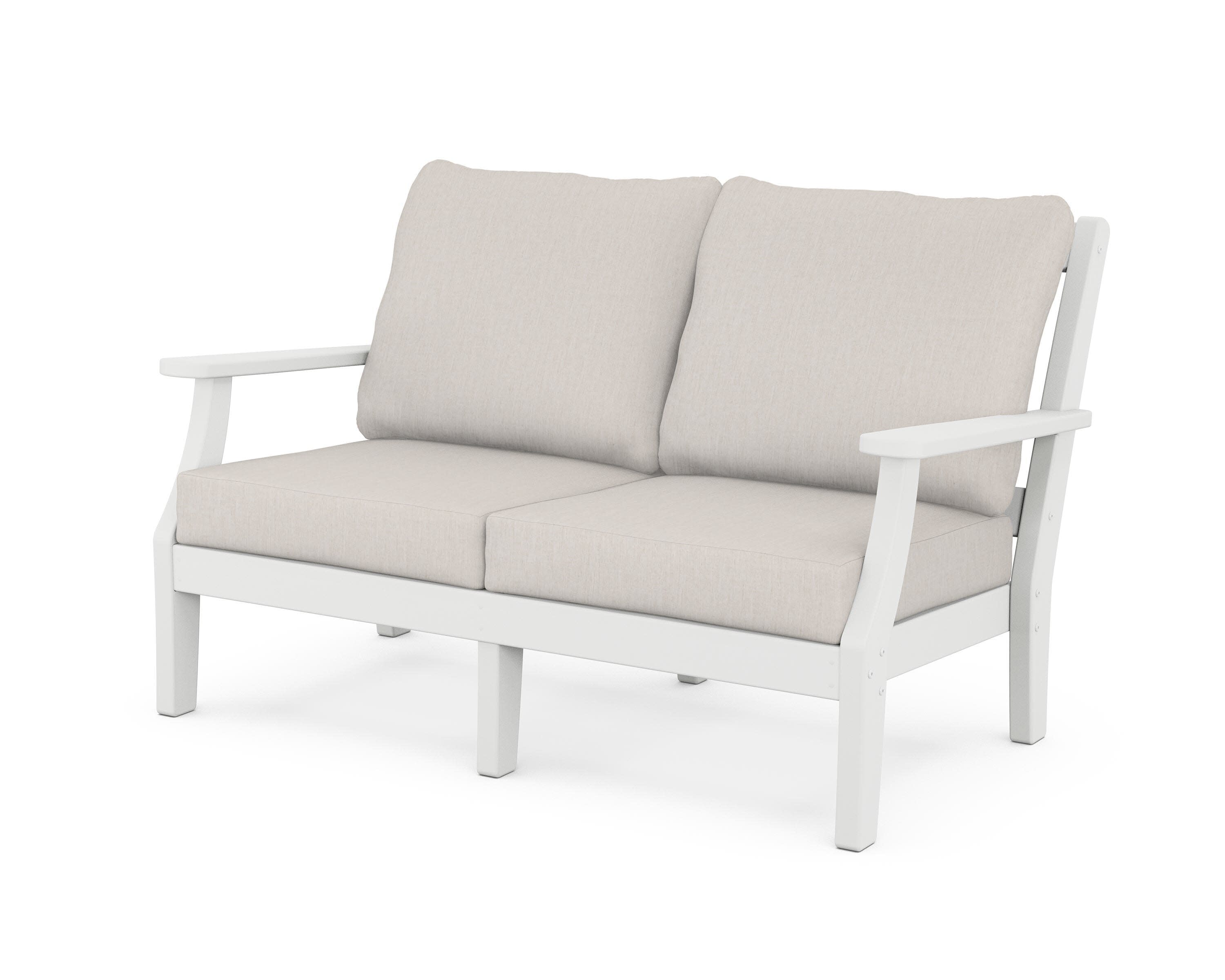 Chinoiserie Deep Seating Loveseat in White / Cast Ash