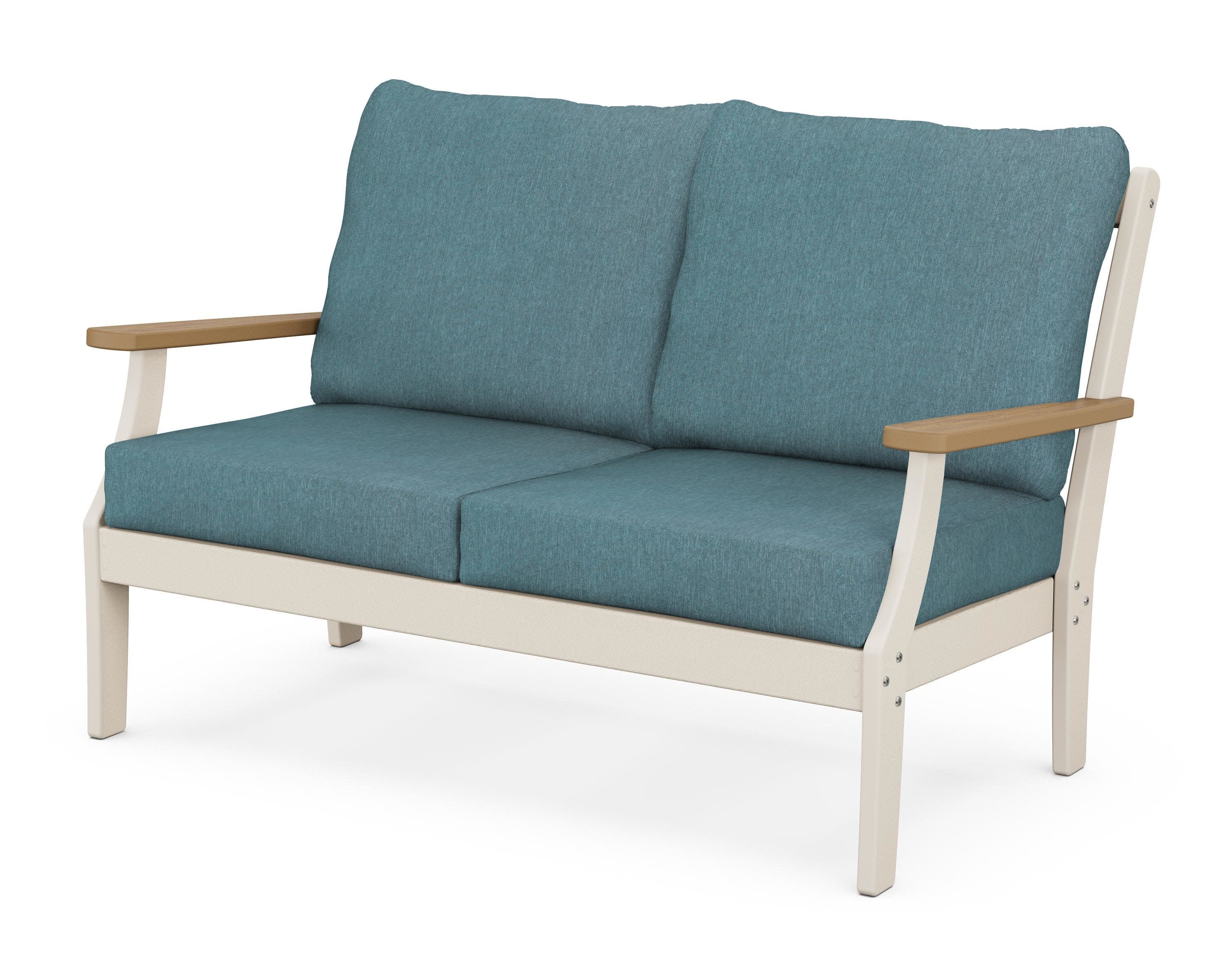 Braxton Deep Seating Loveseat in Sand / Natural / Ocean Teal