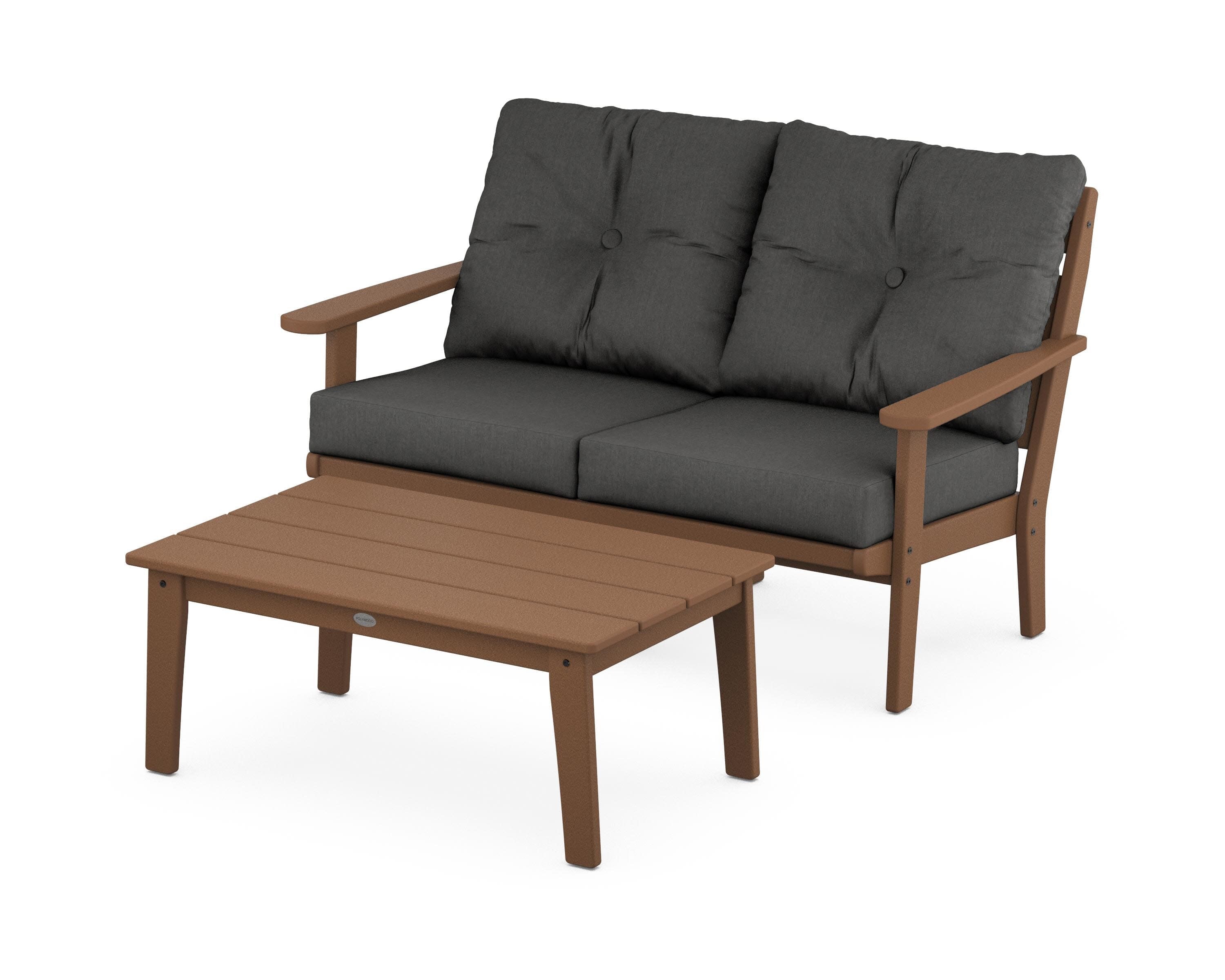 Lakeside 2-Piece Lounge Loveseat Set in Teak / Spectrum Carbon