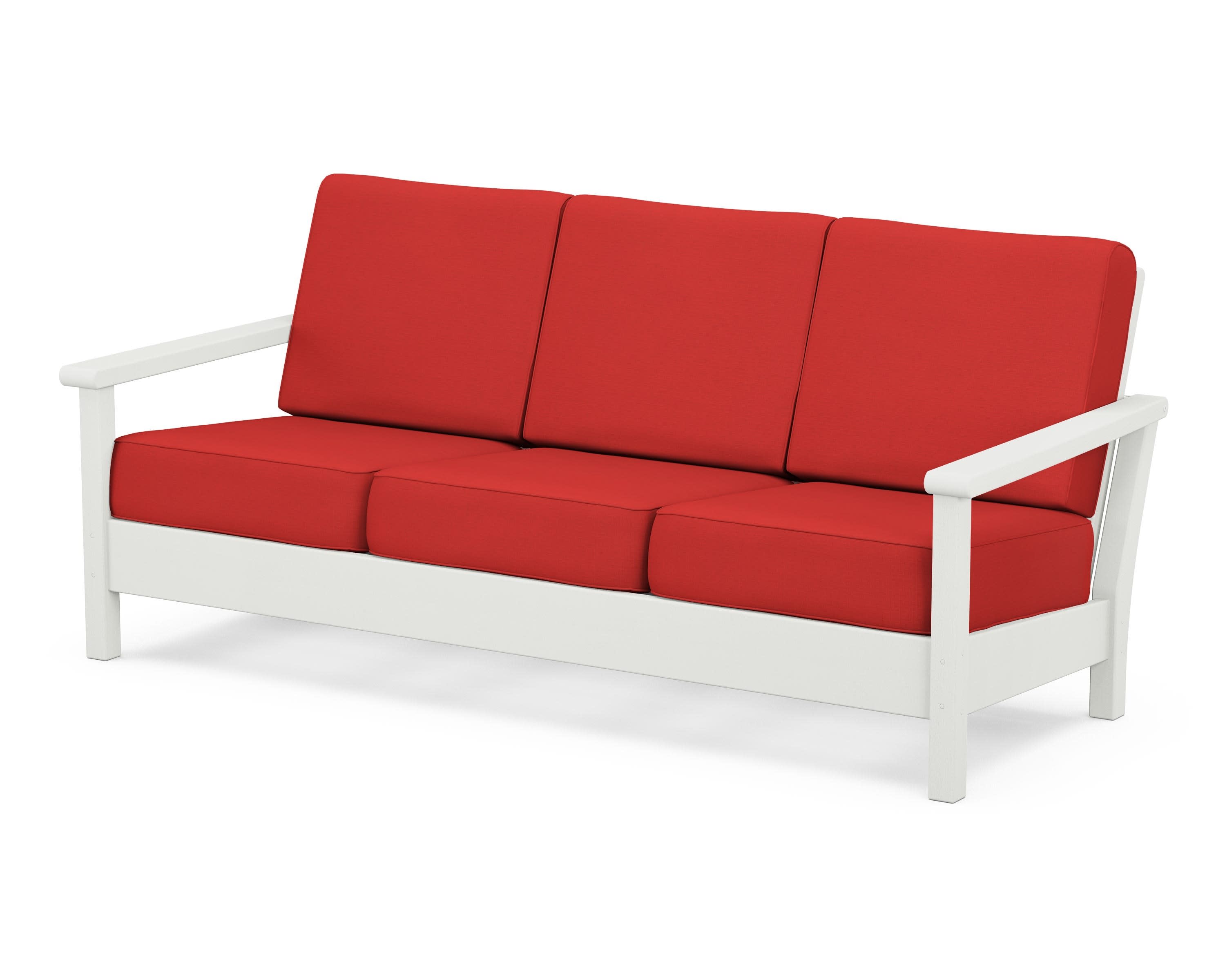 Harbour Deep Seating Sofa in Vintage White / Crimson Linen