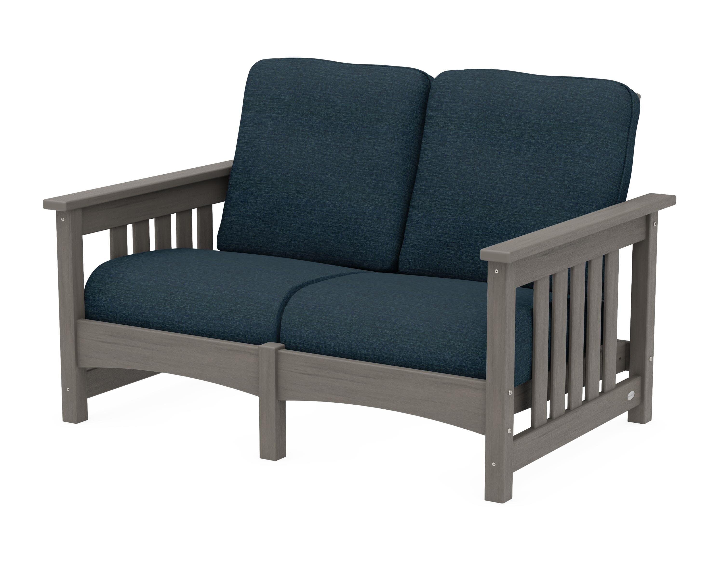 Club Mission Loveseat in Driftwood / Platform Indigo