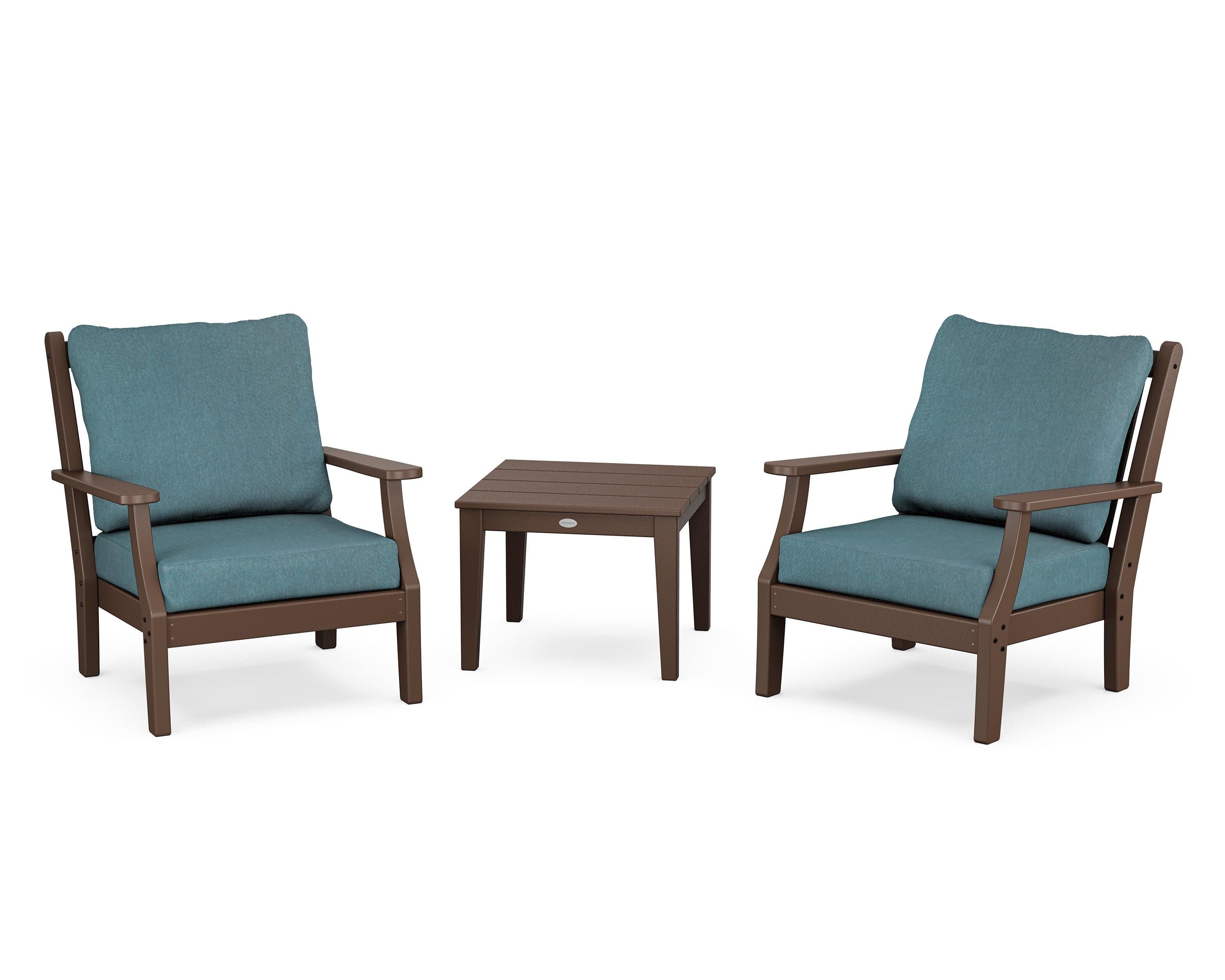 Wovendale 3-Piece Deep Seating Set in Mahogany / Ocean Teal