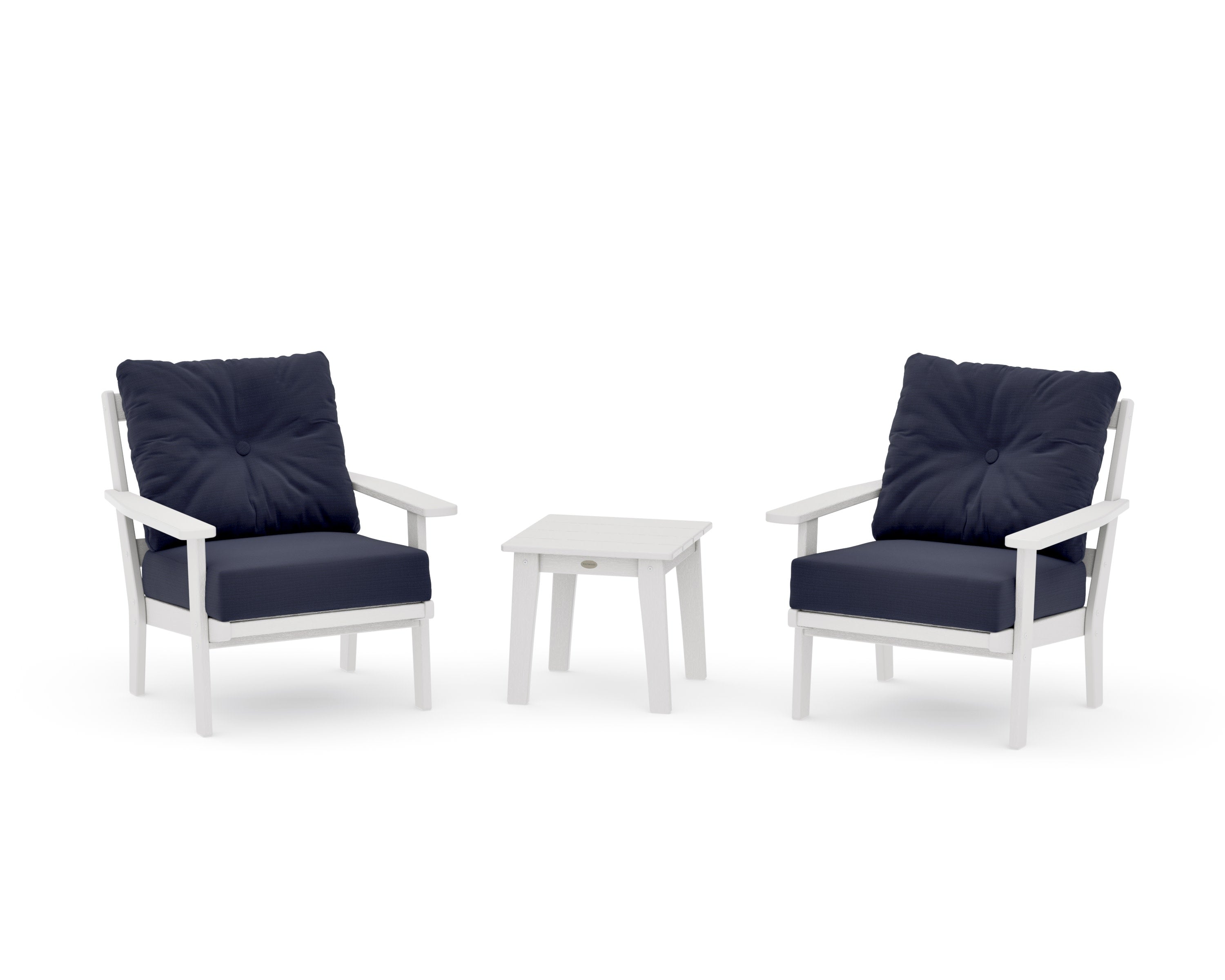 Prairie 3-Piece Deep Seating Set in Vintage White / Navy Linen