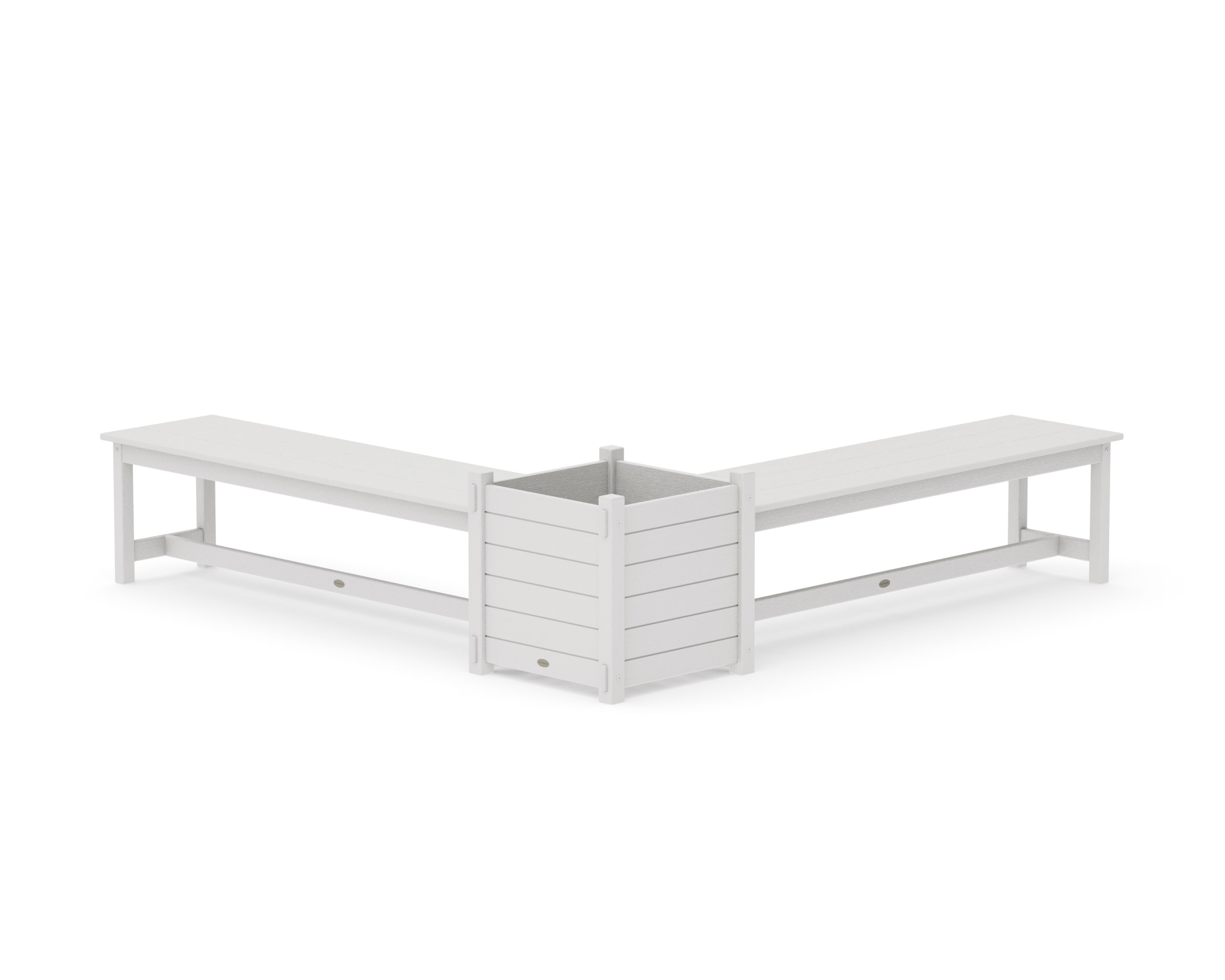 60" Nautical L- Shaped Planter Bench Set- Large in Vintage White