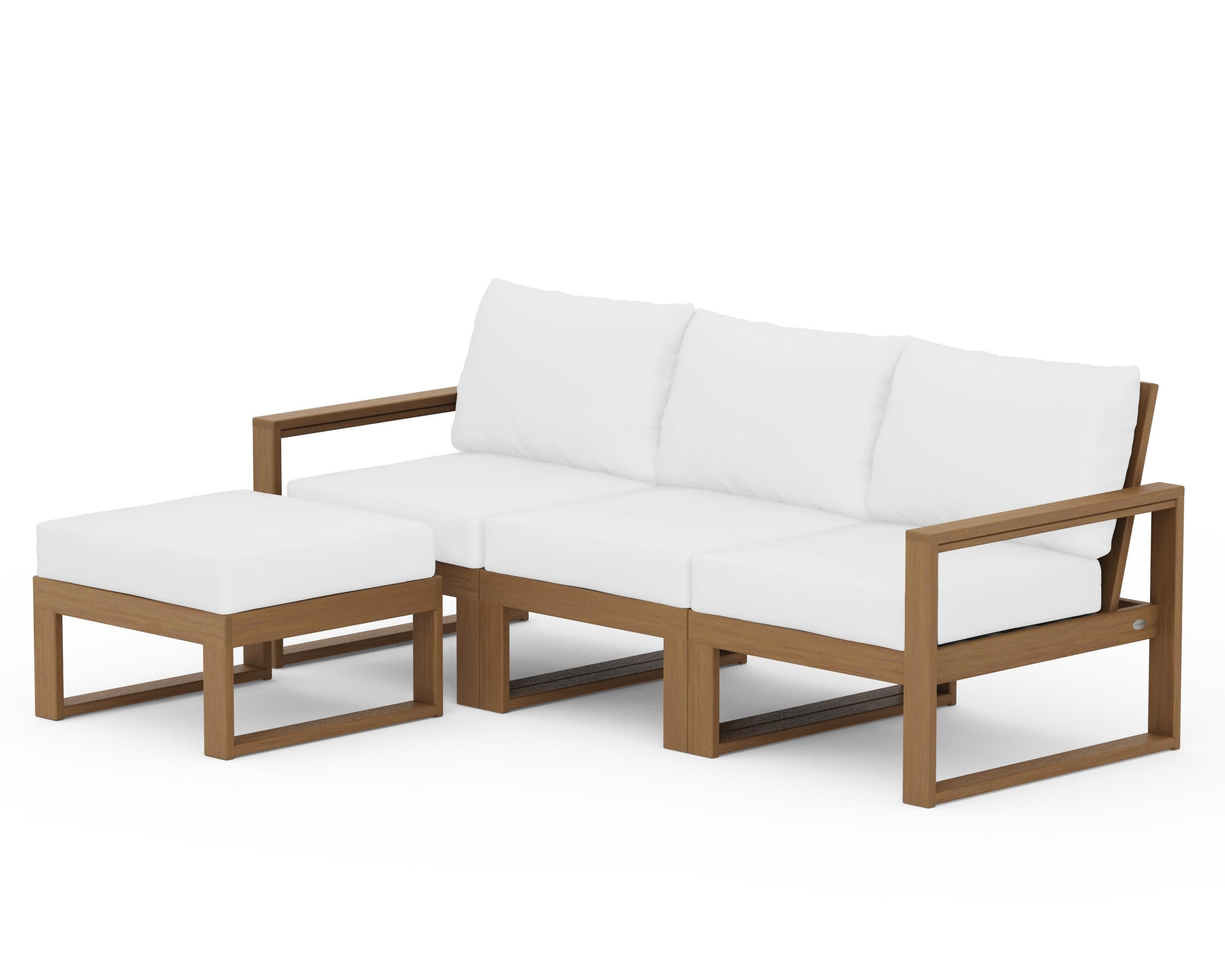 EDGE 4-Piece Modular Deep Seating Set with Ottoman in Natural / Natural