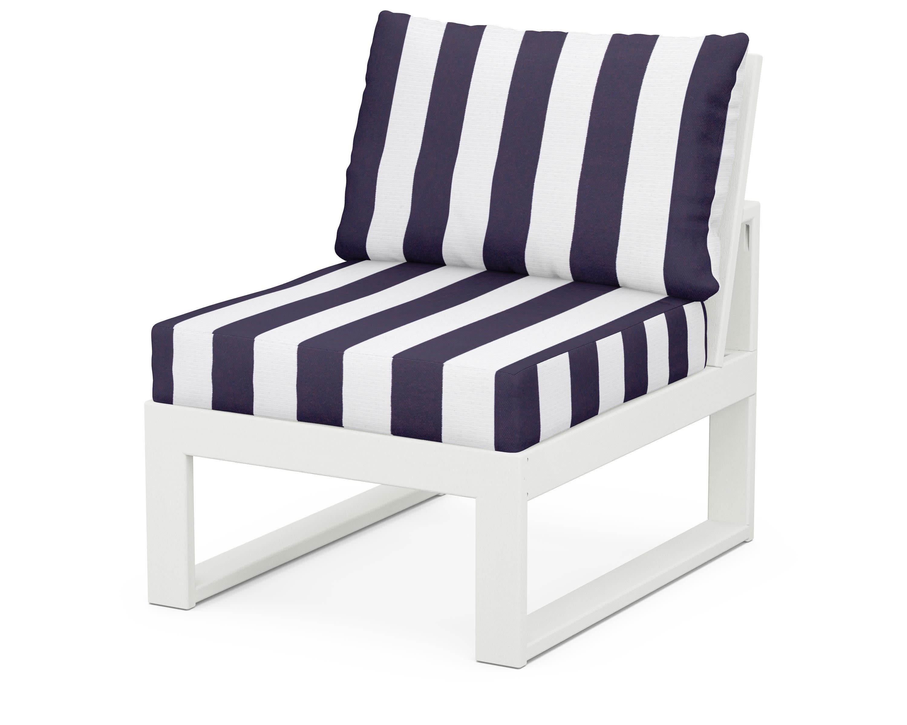Modular Armless Chair in Vintage White / Cabana Stripe Navy