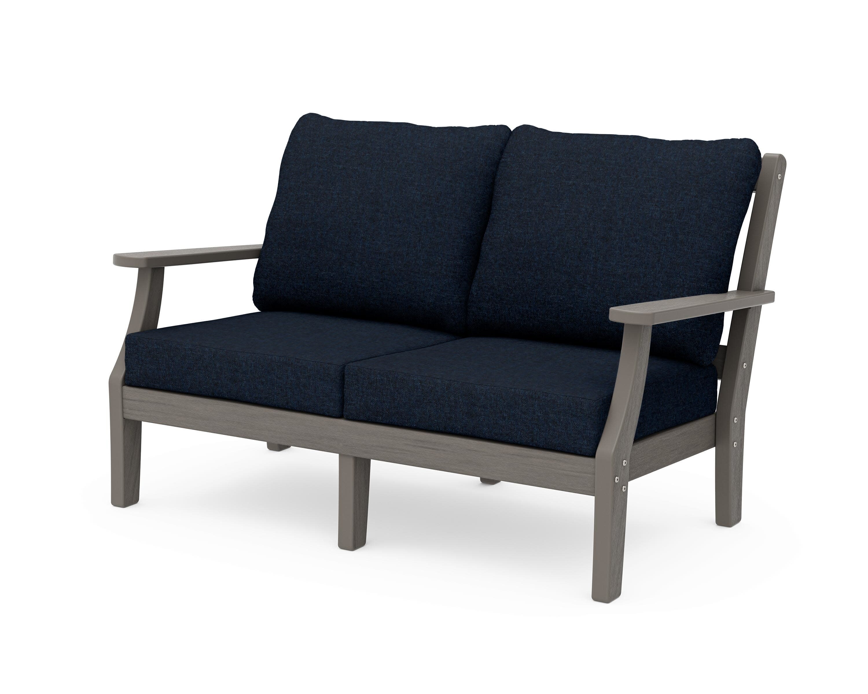 Chinoiserie Deep Seating Loveseat in Driftwood / Marine Indigo