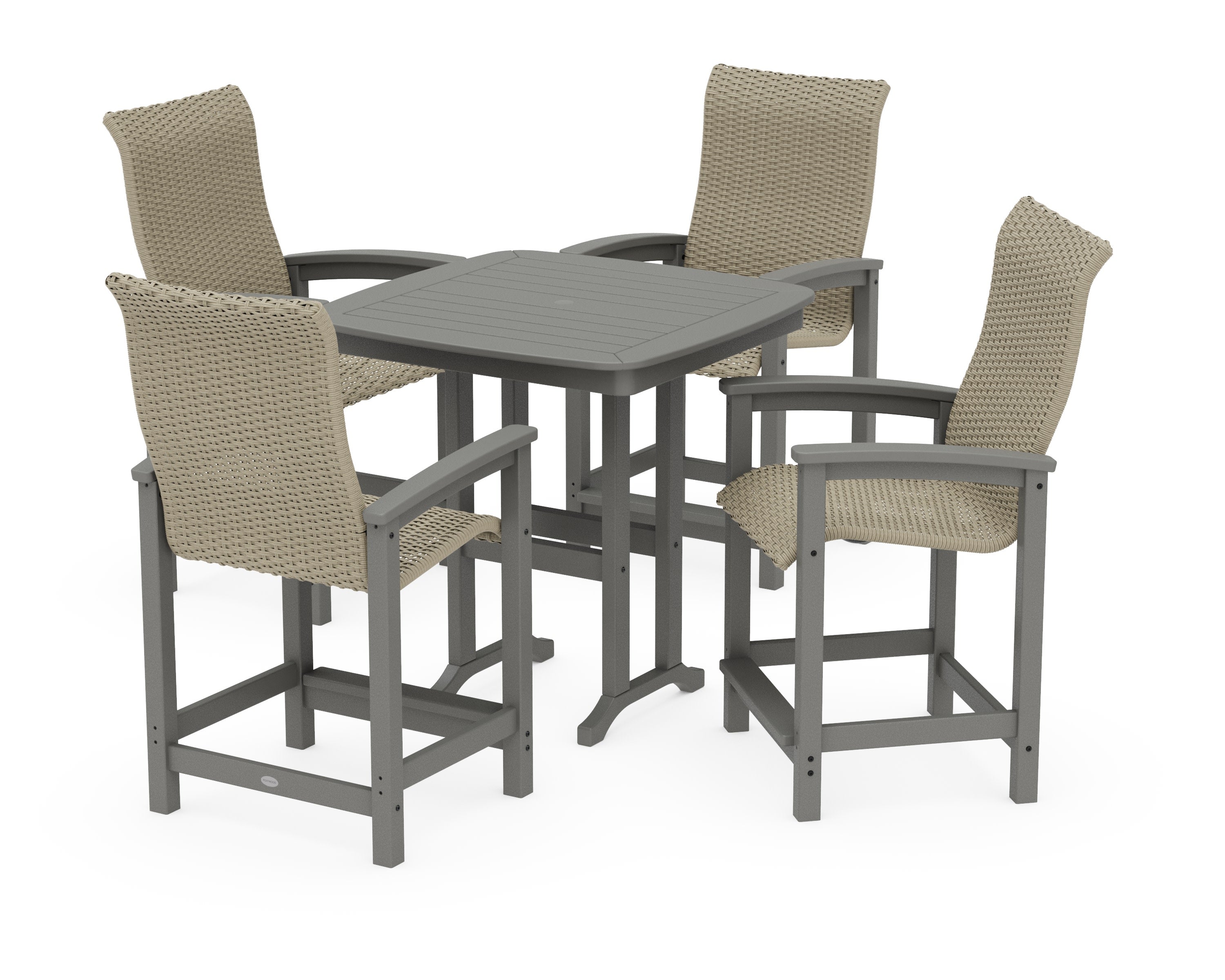 Coastal Woven High-Back 5-Piece Counter Set