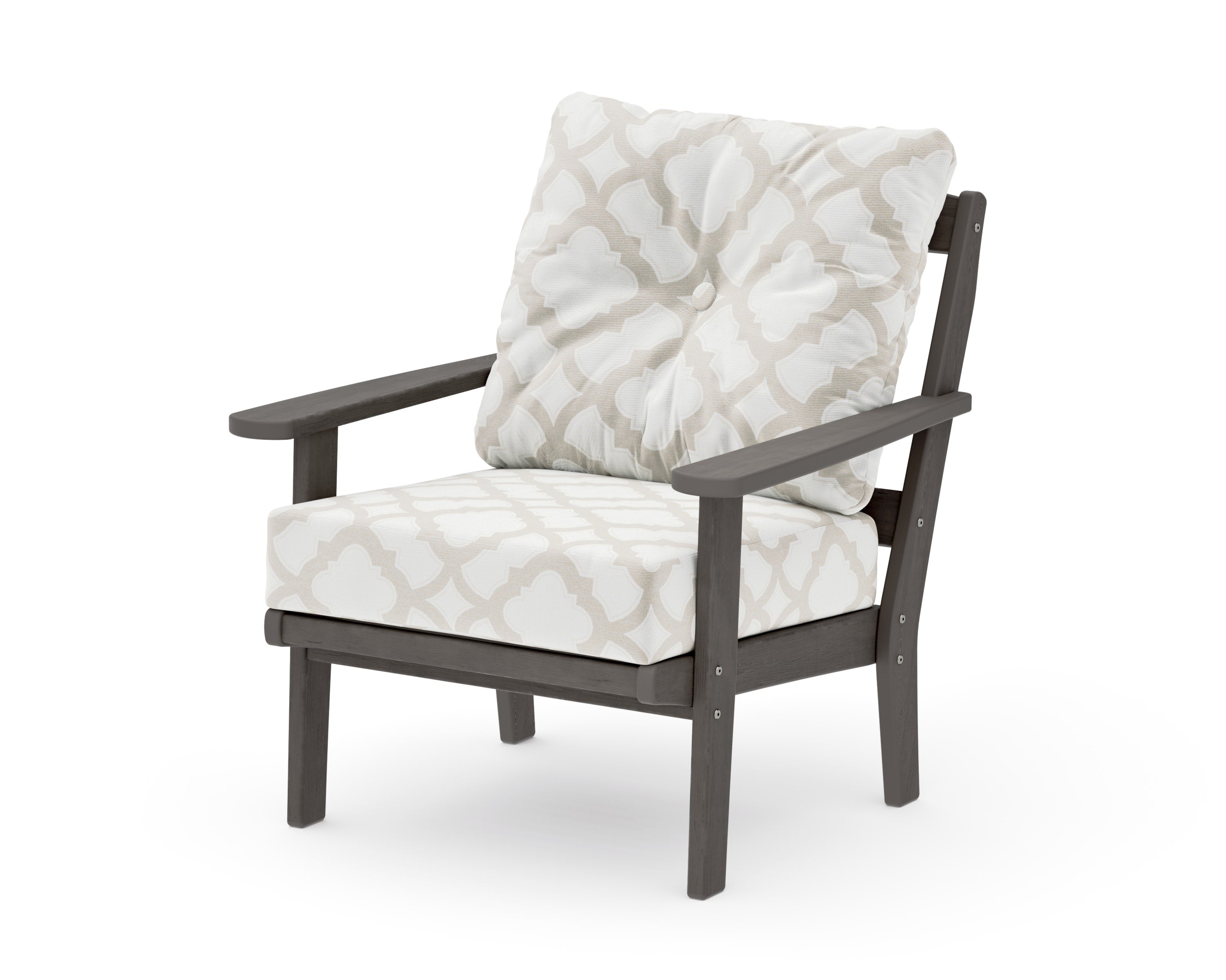 Mission Deep Seating Chair in Driftwood / Trellis Dune Burlap