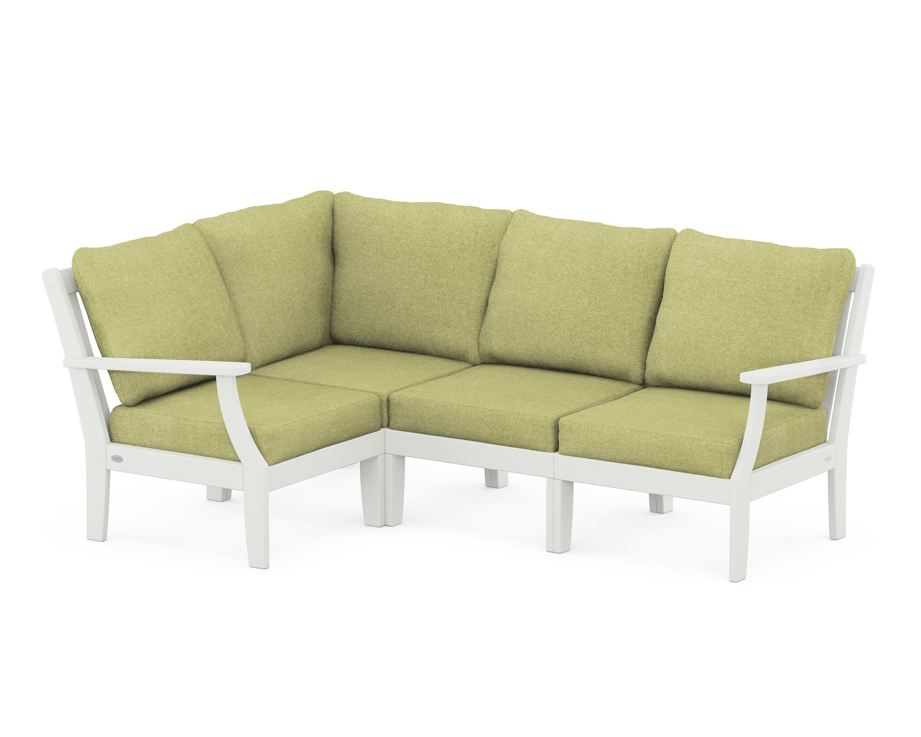 Braxton Modular 4-Piece Deep Seating Set in Vintage White / Chartreuse Boucle
