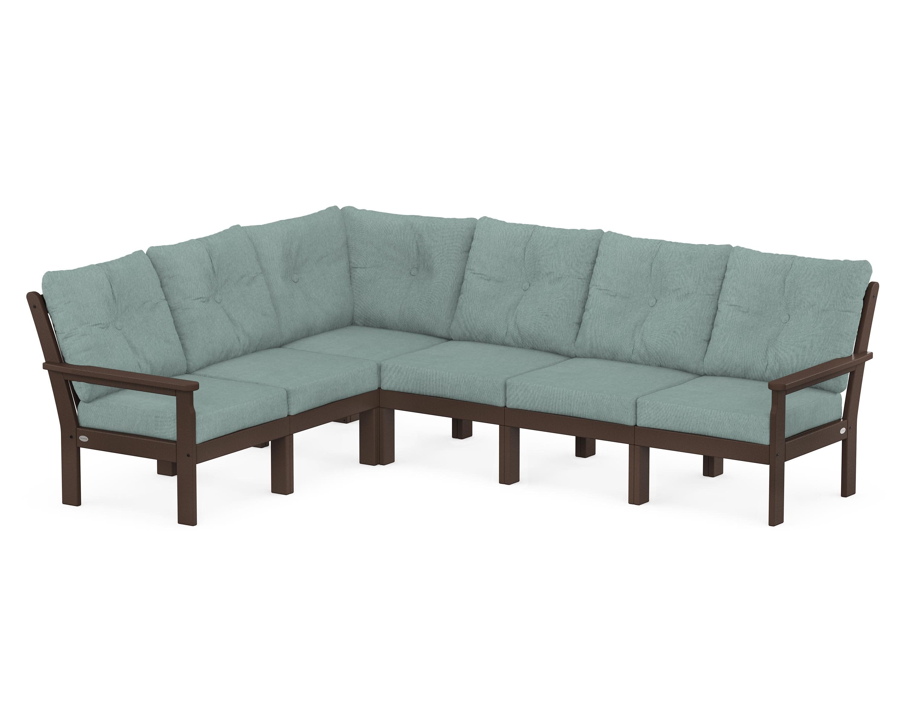 Vineyard 6-Piece Sectional in Mahogany / Glacier Spa