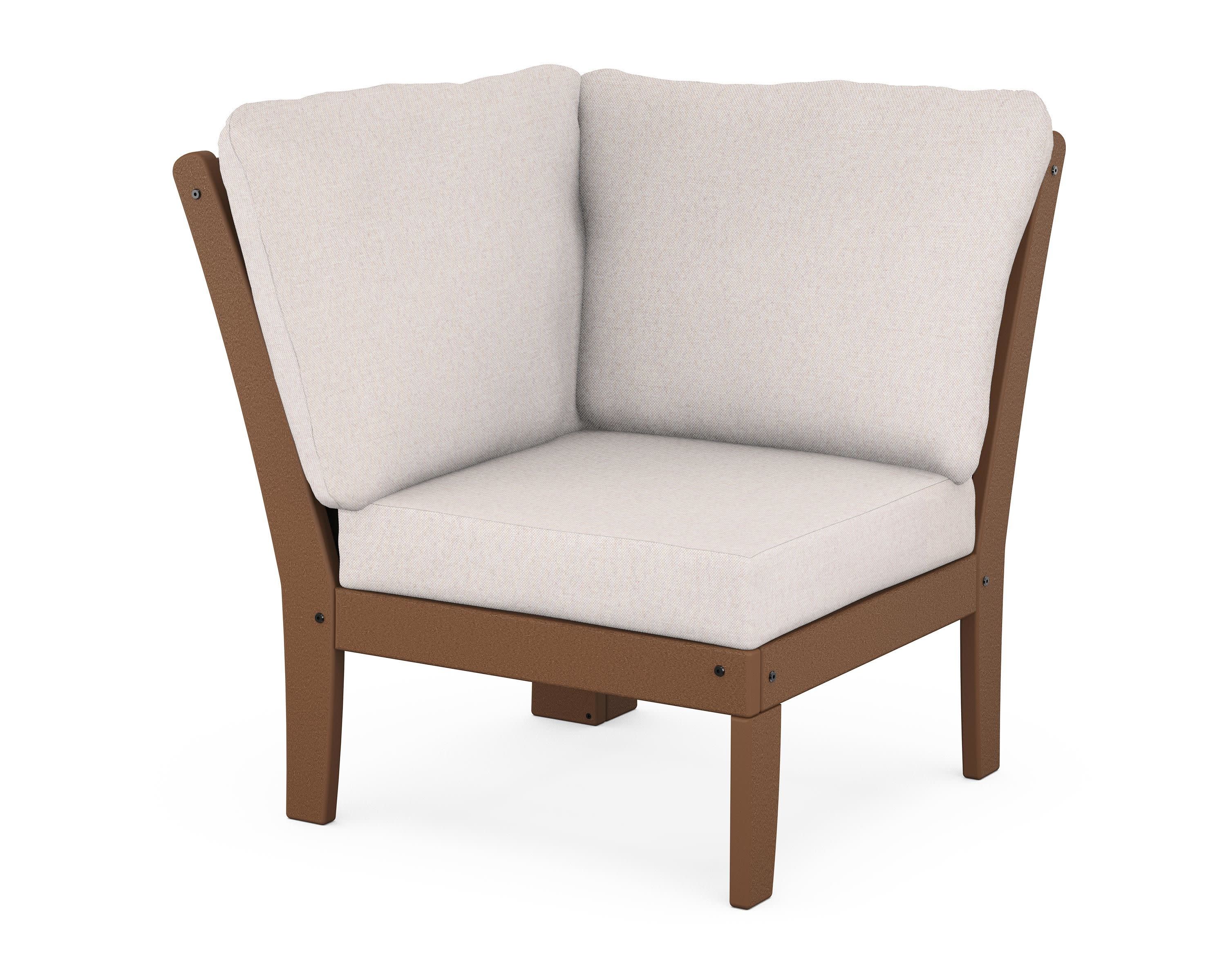 Braxton Modular Corner Chair in Teak / Dune Burlap