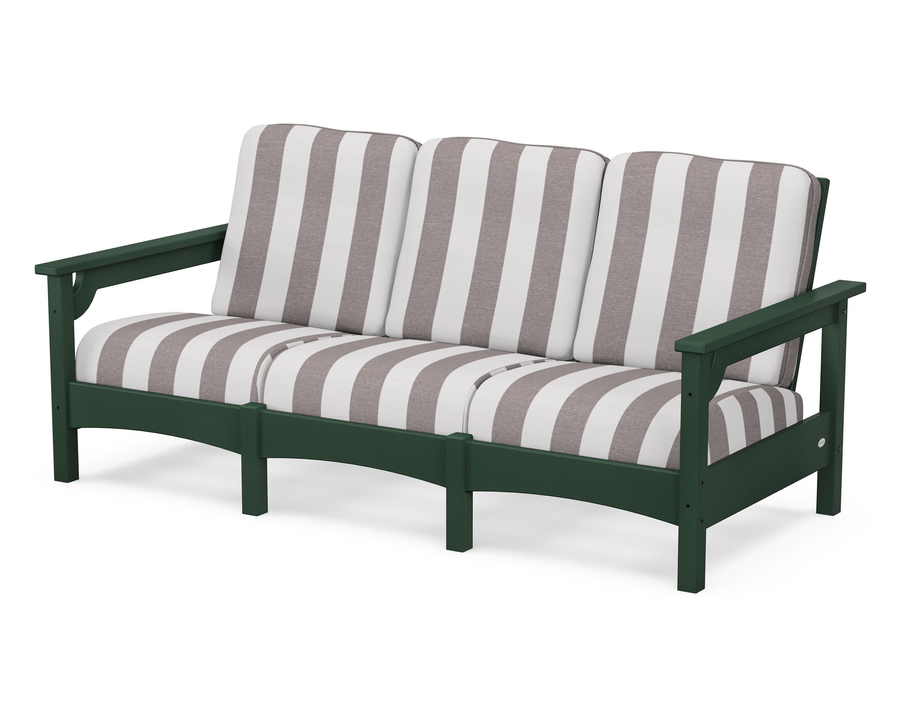 Club Sofa in Green / Cabana Stripe Grey Mist