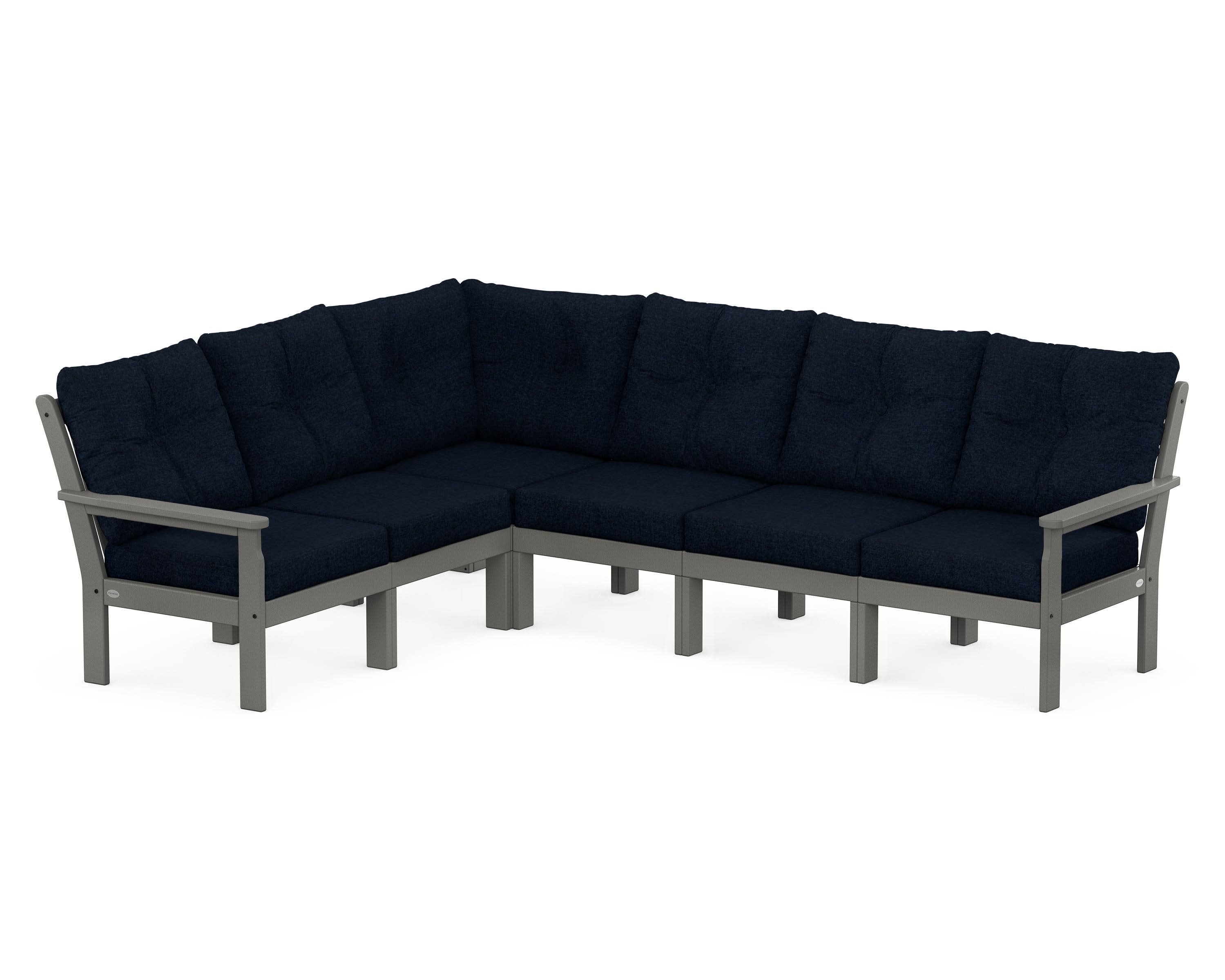 Vineyard 6-Piece Sectional in Slate Grey / Marine Indigo