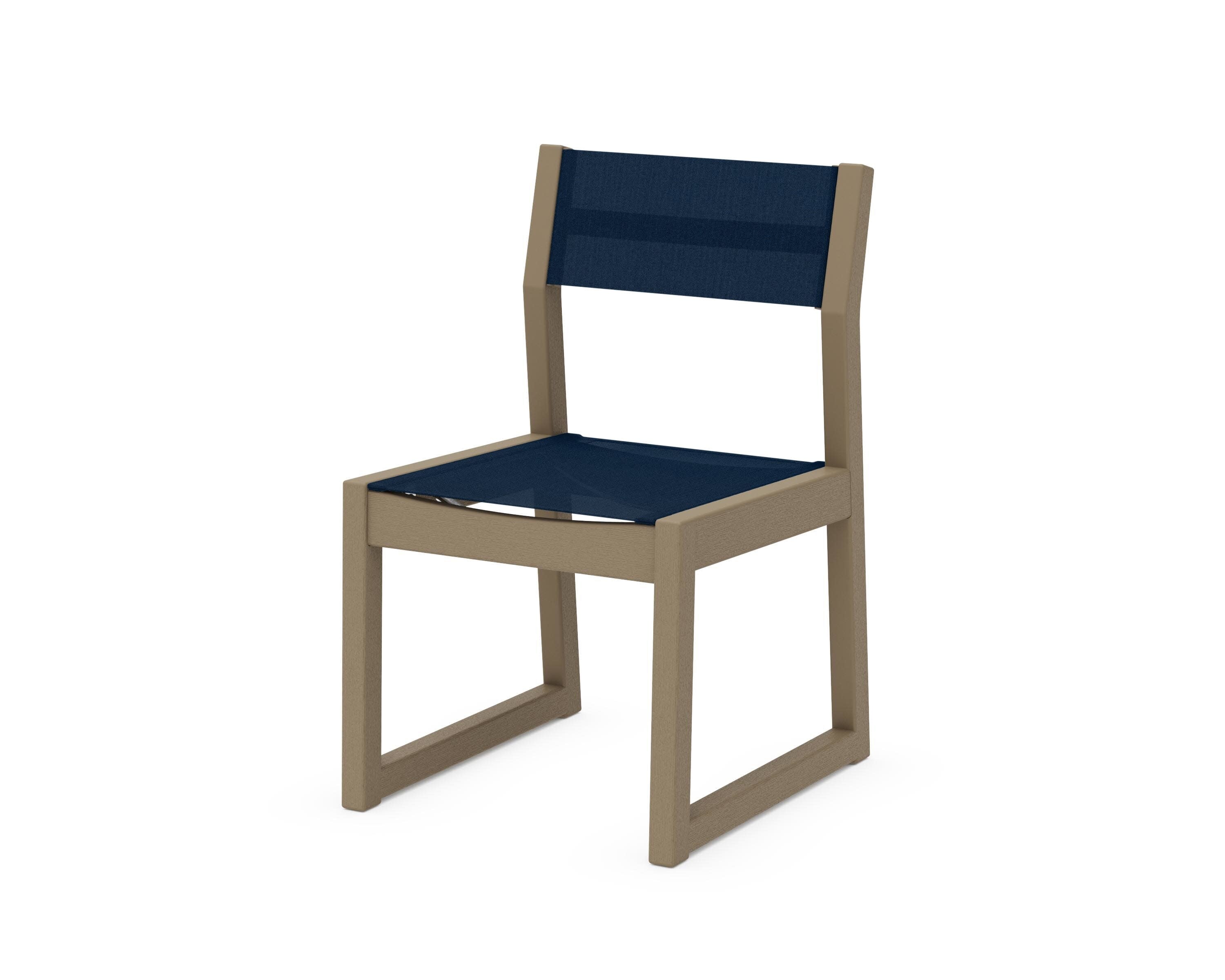 EDGE Sling Dining Side Chair in Vintage Sahara / Navy Blue Sling