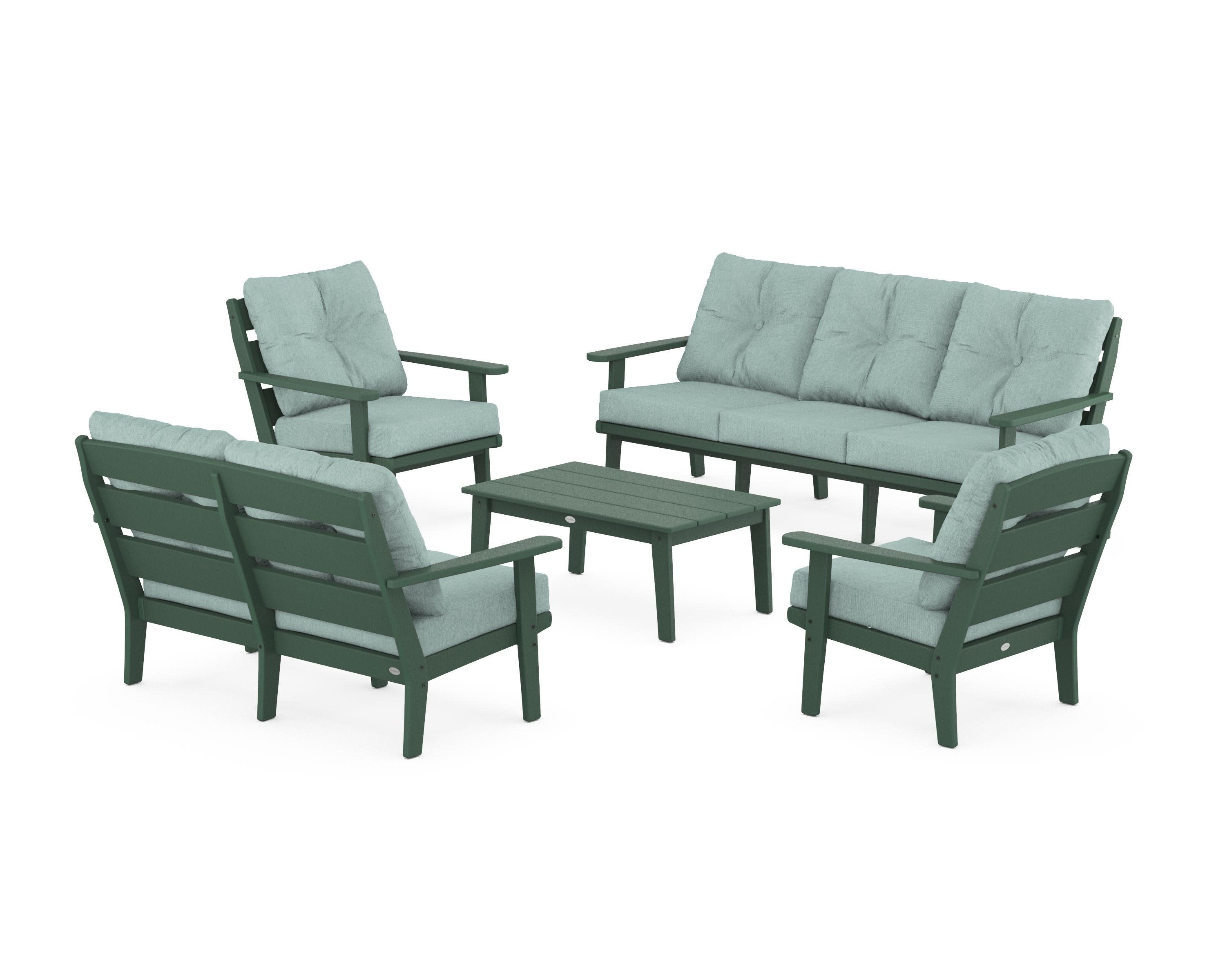 Lakeside 5-Piece Lounge Sofa Set in Green / Glacier Spa