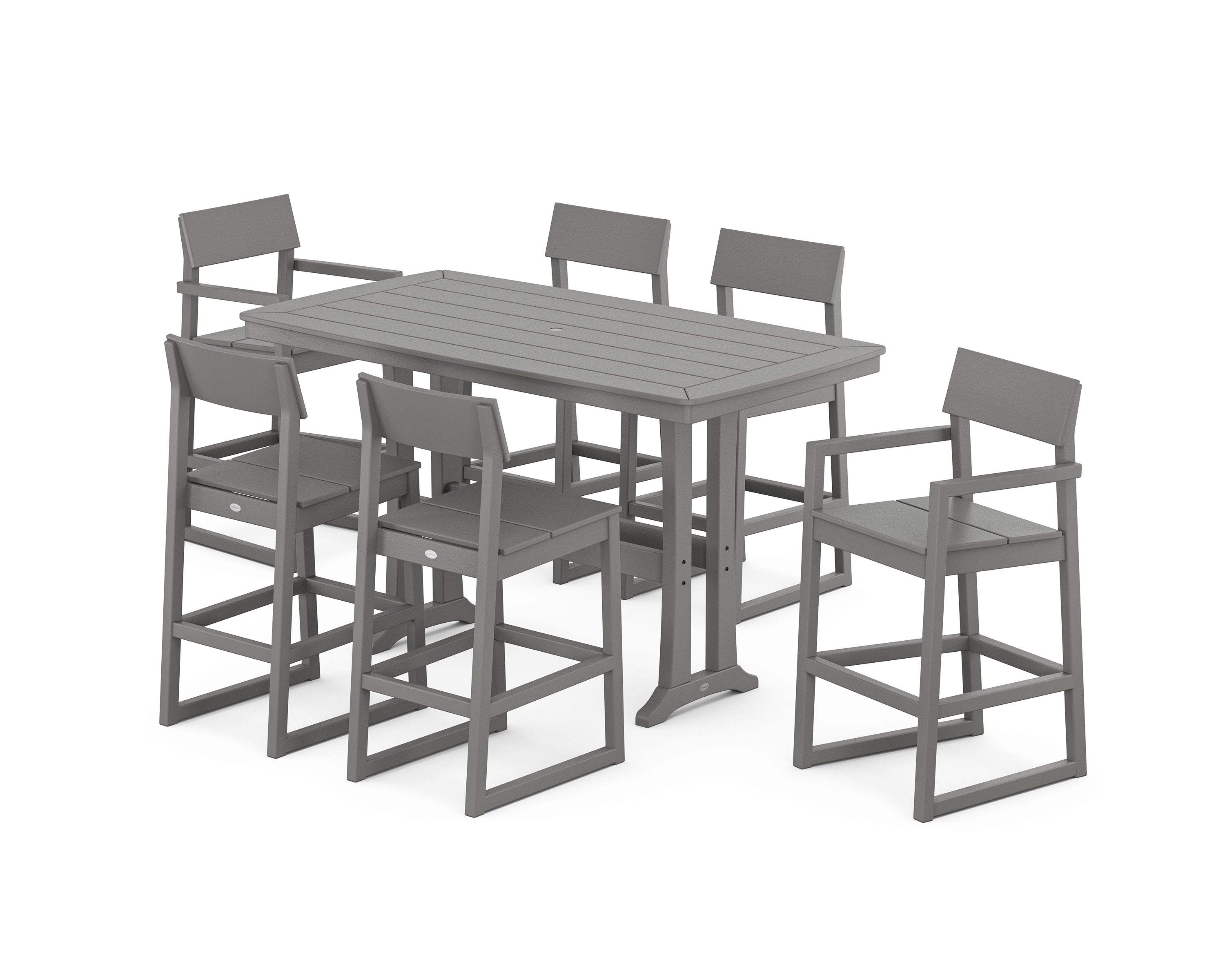 EDGE 7-Piece Bar Set with Trestle Legs in Slate Grey