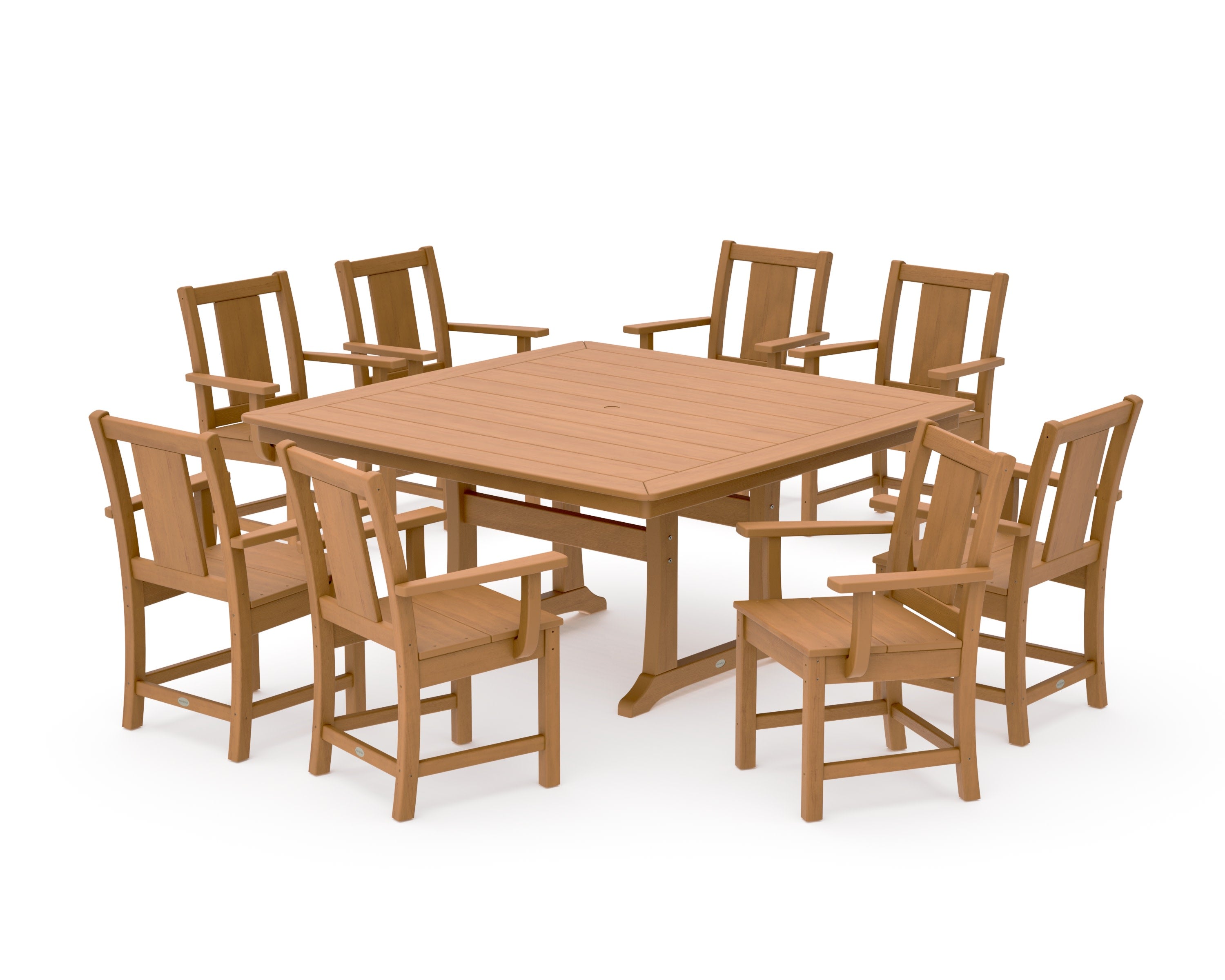 Prairie 9-Piece Square Dining Set with Trestle Legs in Natural