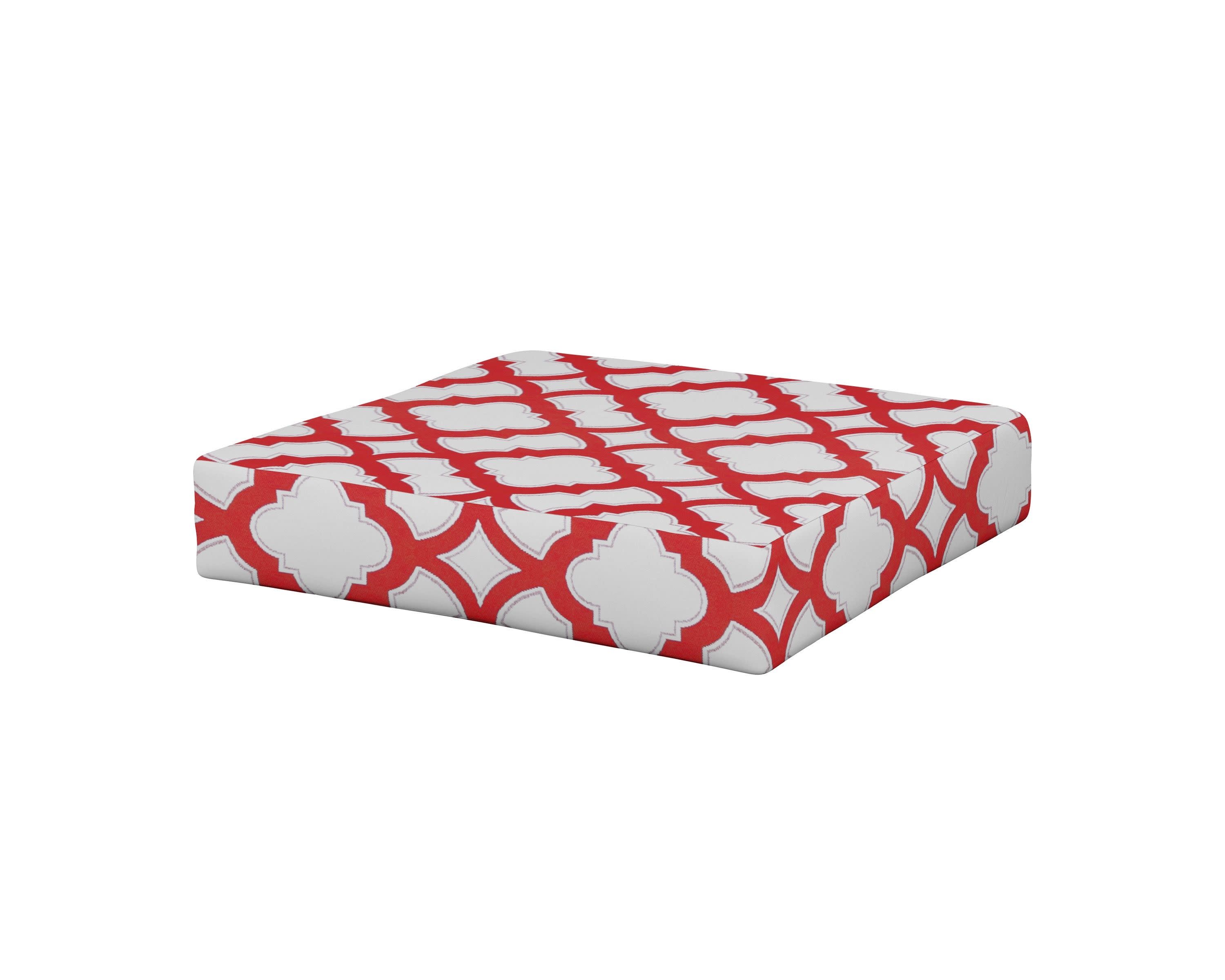 Prescott Ottoman Cushion in Trellis Crimson
