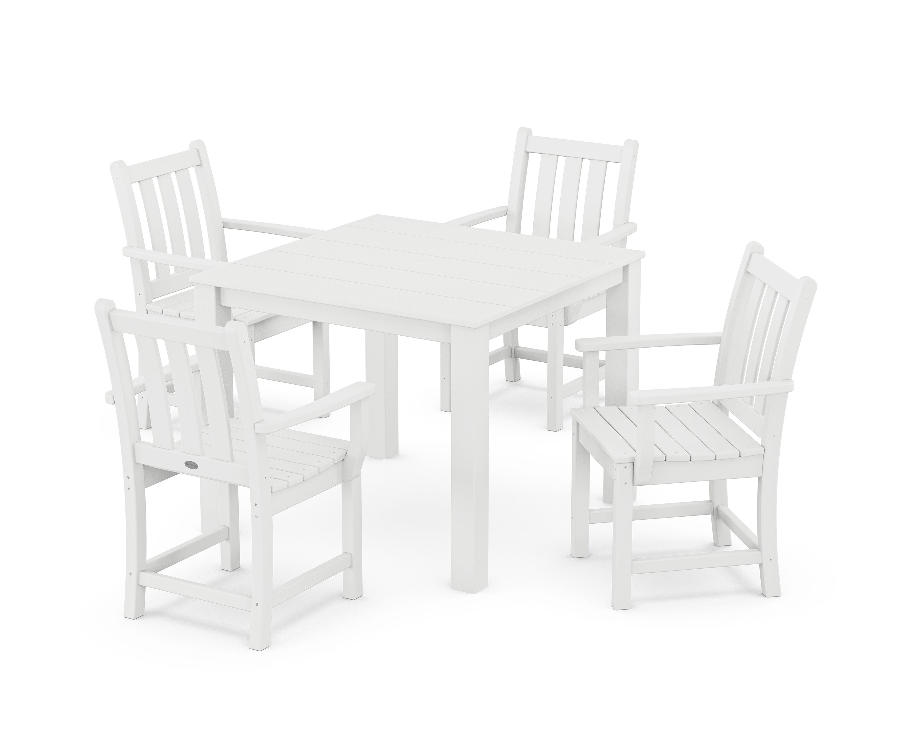 Traditional Garden 5-Piece Parsons Dining Set in White