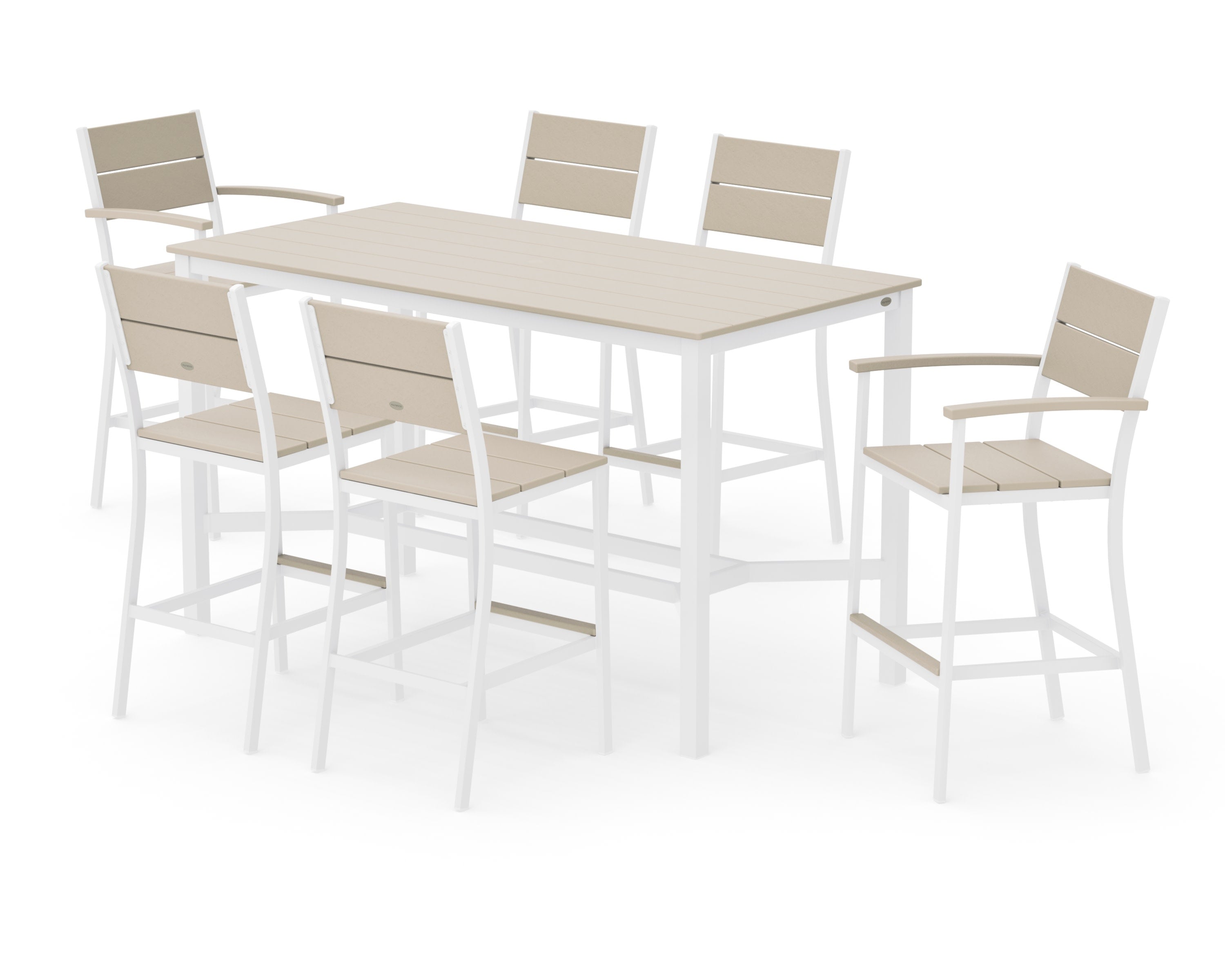 Main Street 7-Piece Bar Set in White / Sand