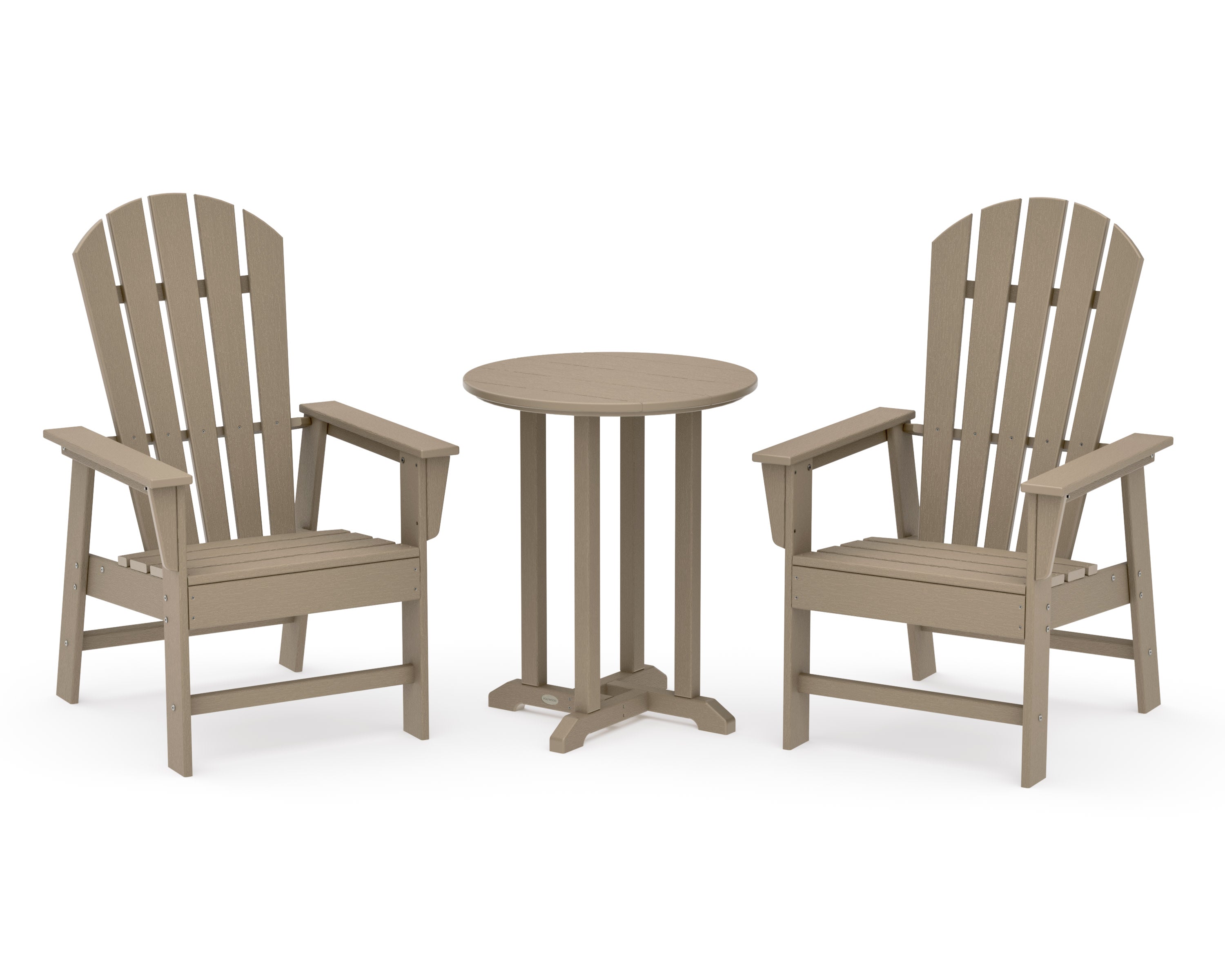 South Beach 3-Piece Round Farmhouse Bistro Dining Set in Vintage Sahara