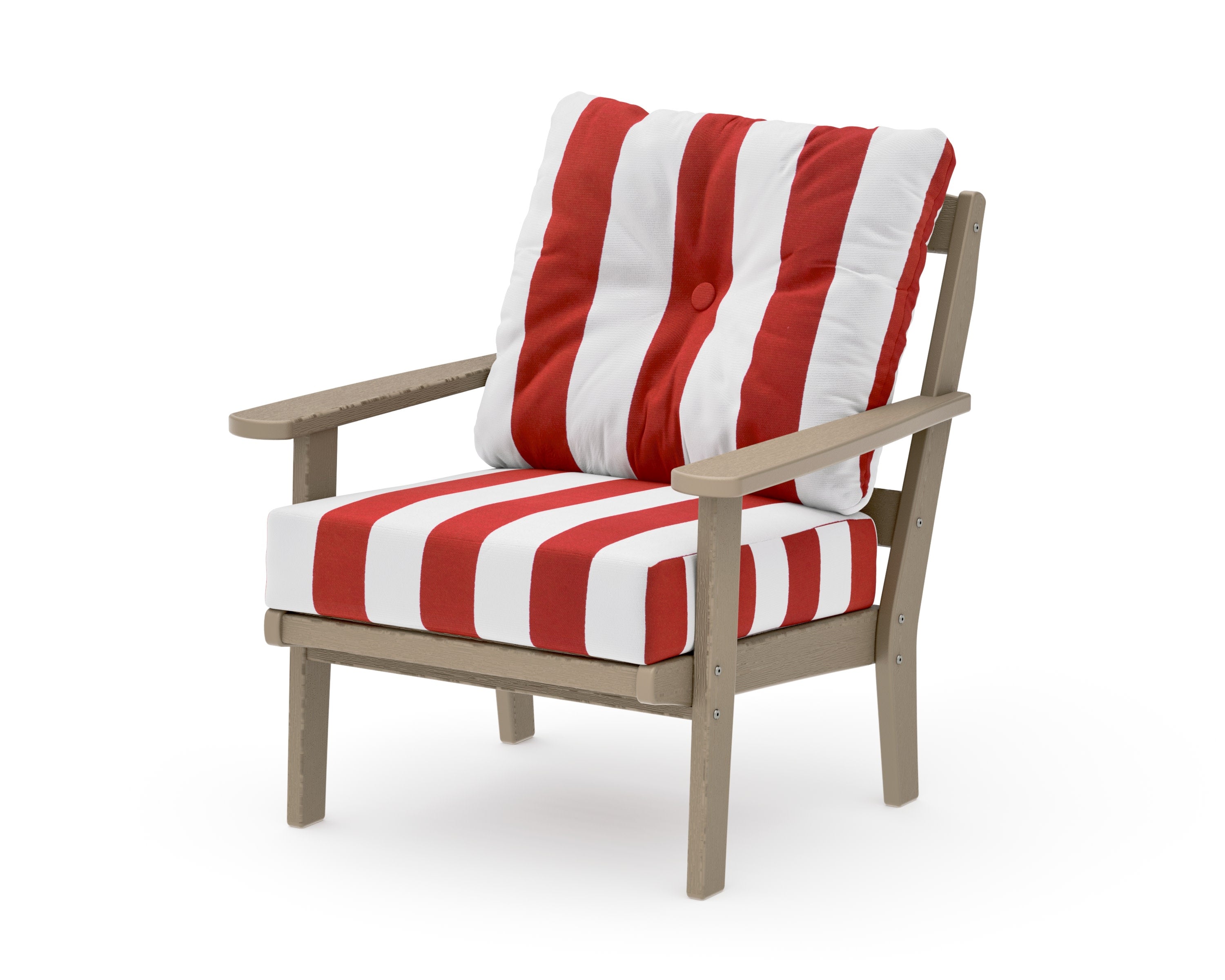 Mission Deep Seating Chair in Vintage Sahara / Cabana Stripe Crimson