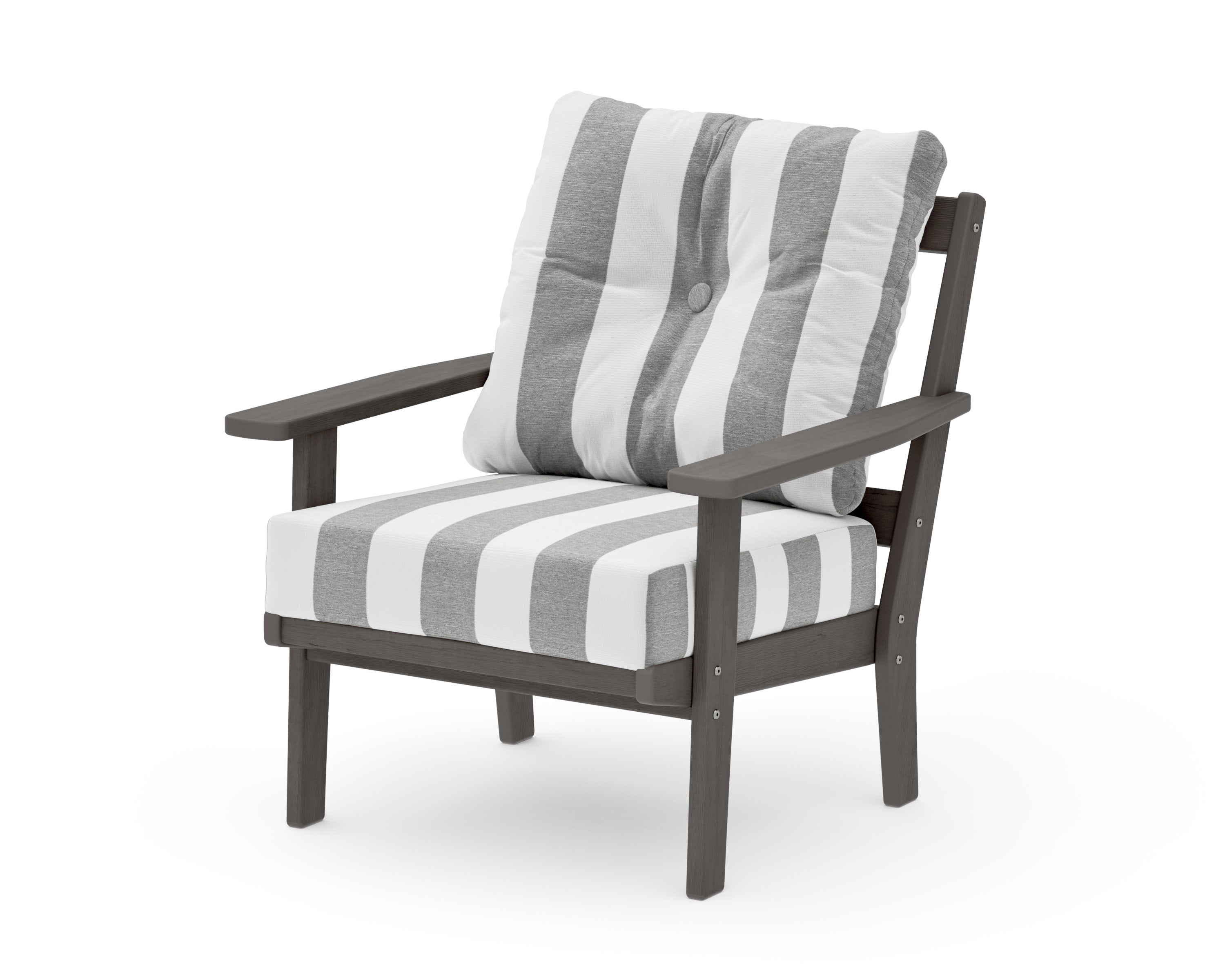 Oxford Deep Seating Chair in Driftwood / Cabana Stripe Grey Mist