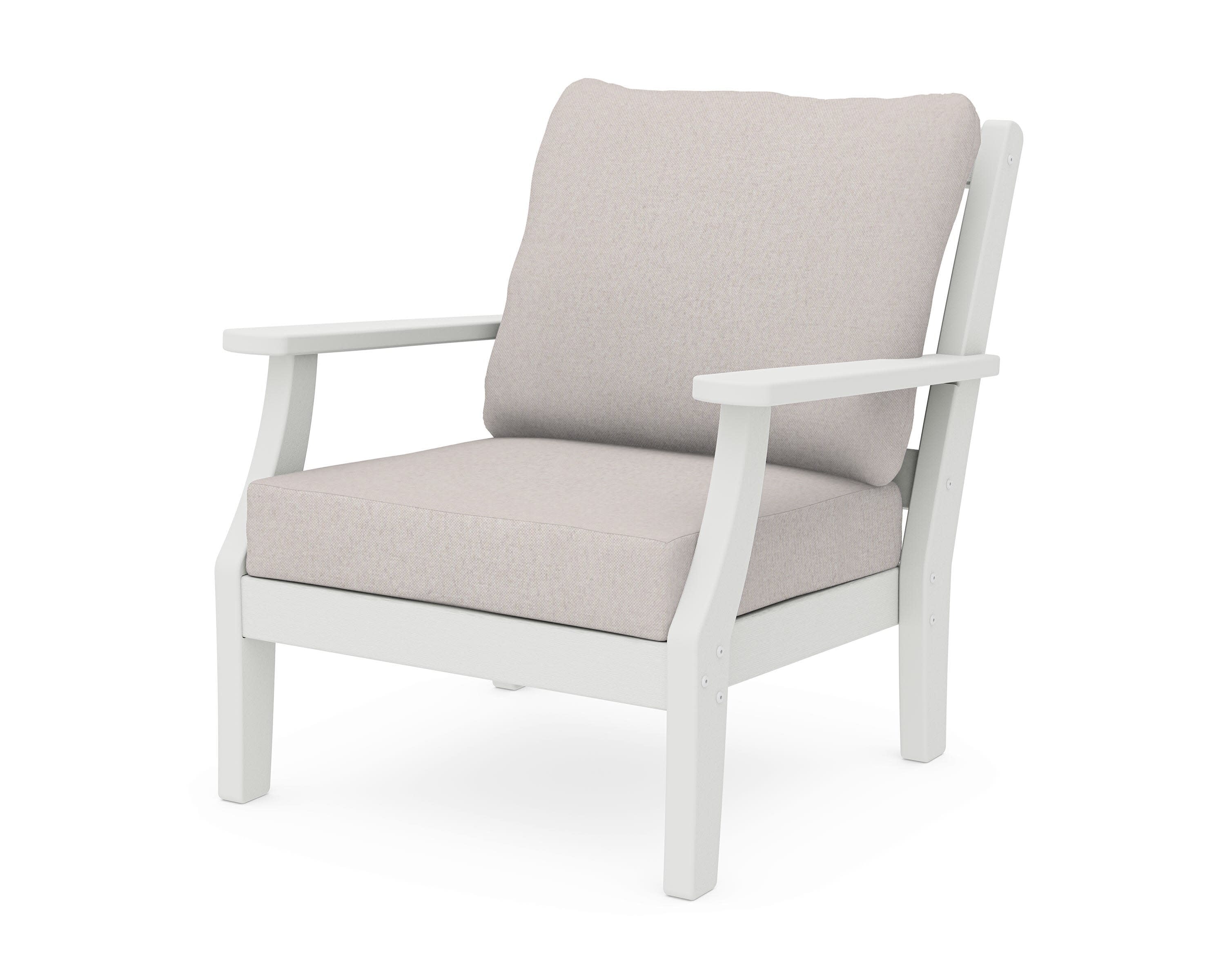 Chinoiserie Deep Seating Chair in Vintage White / Dune Burlap