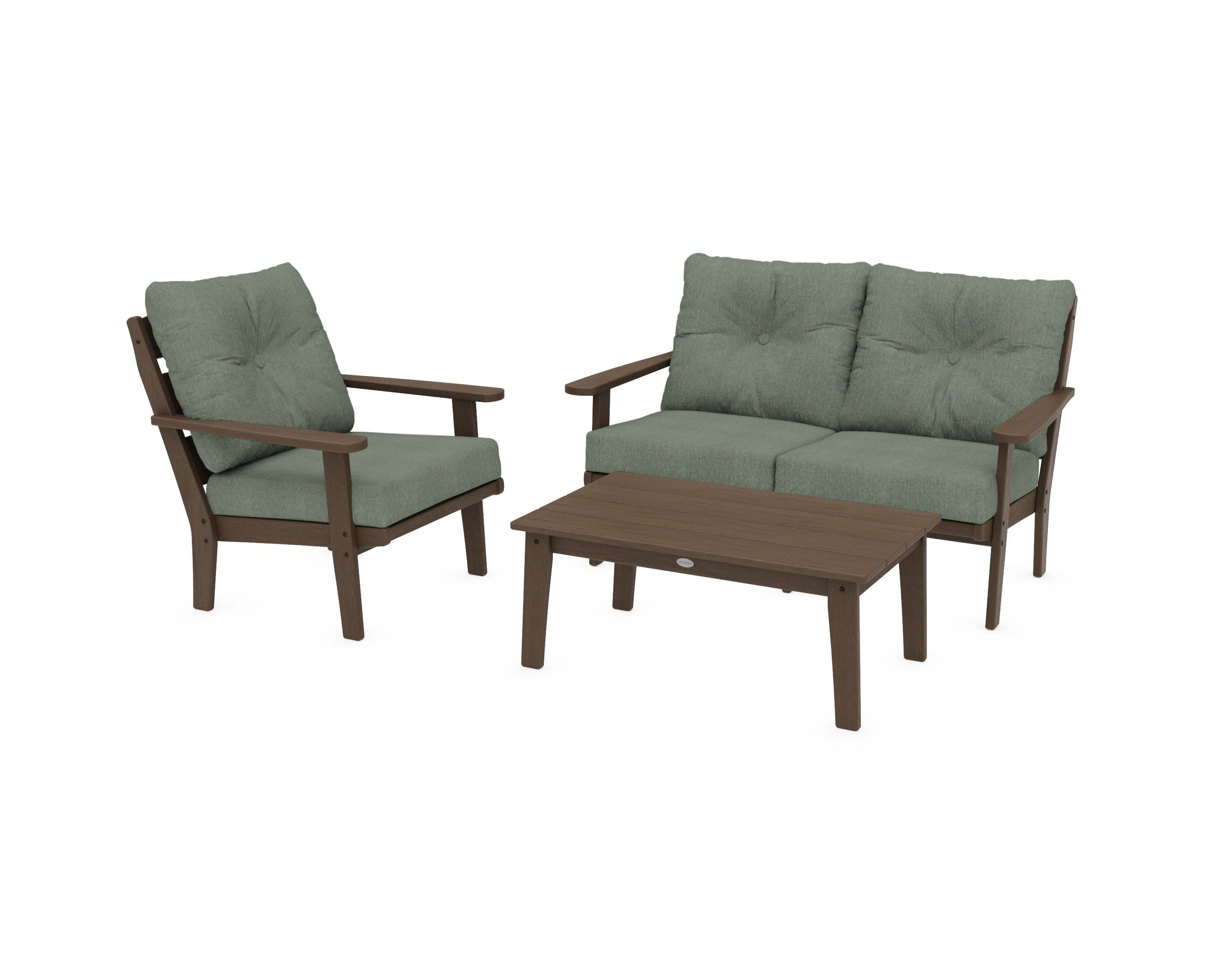 Lakeside 3-Piece Deep Seating Set in Kona / Cast Sage