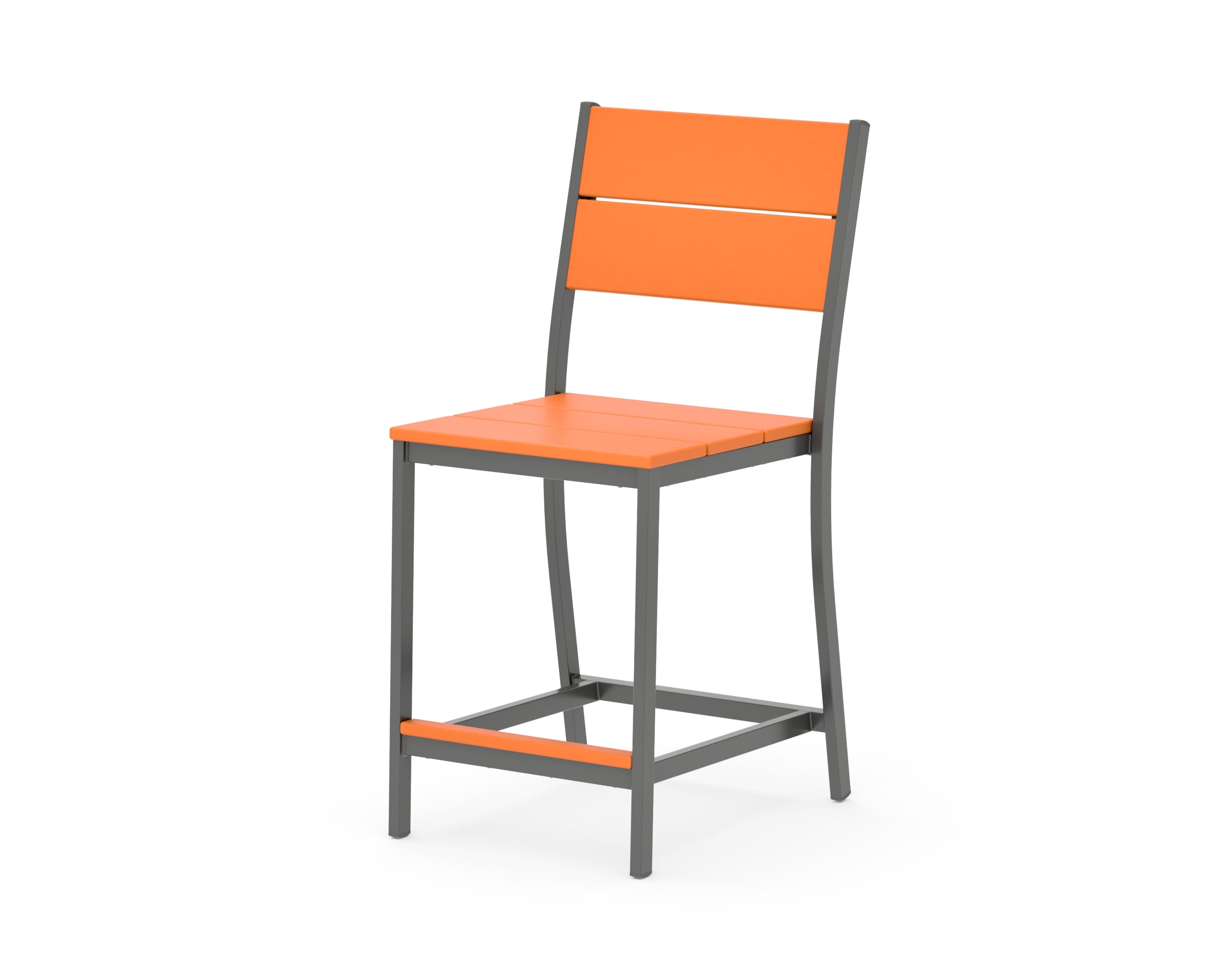 Main Street Counter Side Chair in Charcoal / Tangerine