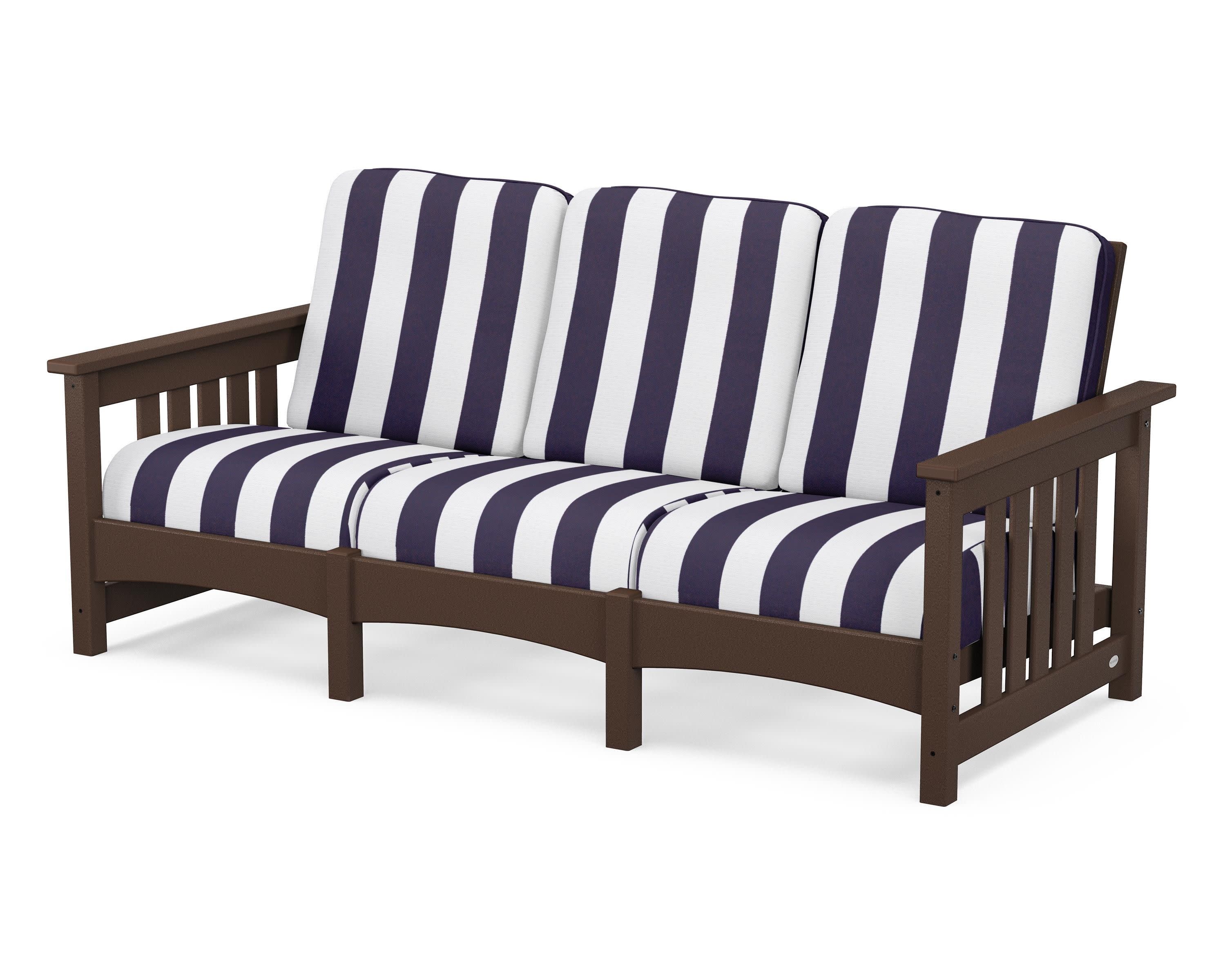 Club Mission Sofa in Mahogany / Cabana Stripe Navy