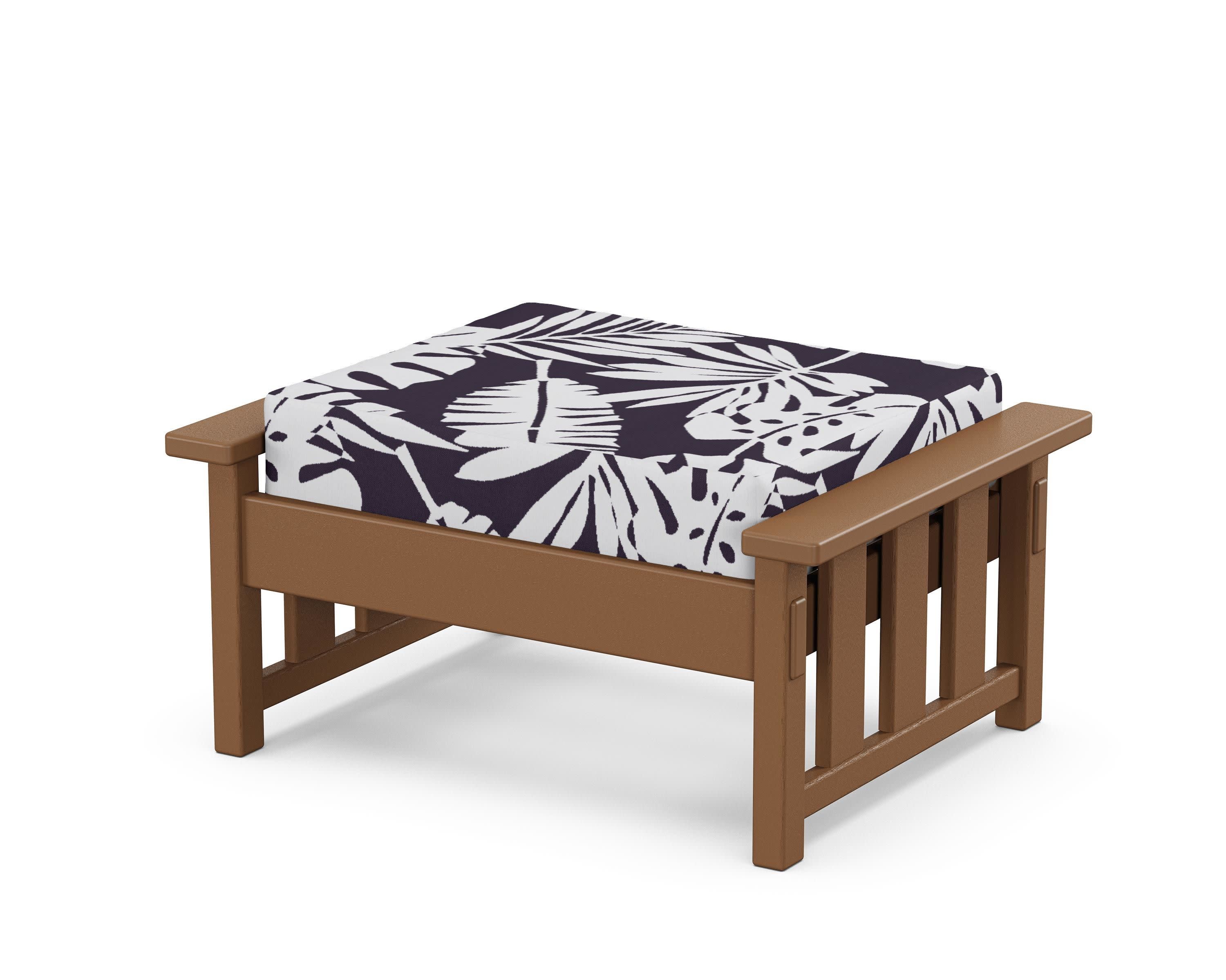 Acadia Deep Seating Ottoman in Teak / Leaf Navy