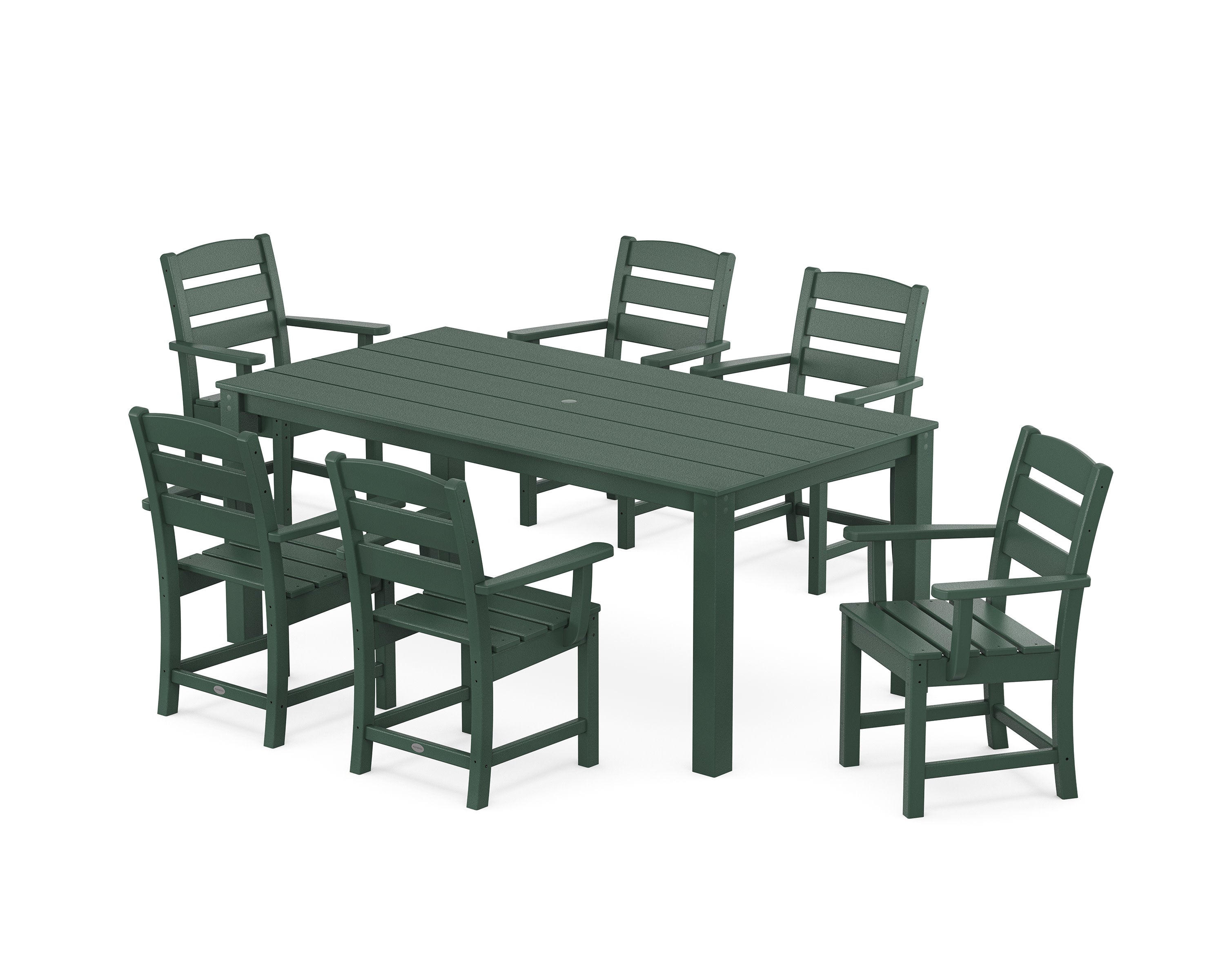 Lakeside Arm Chair 7-Piece Parsons Dining Set in Green