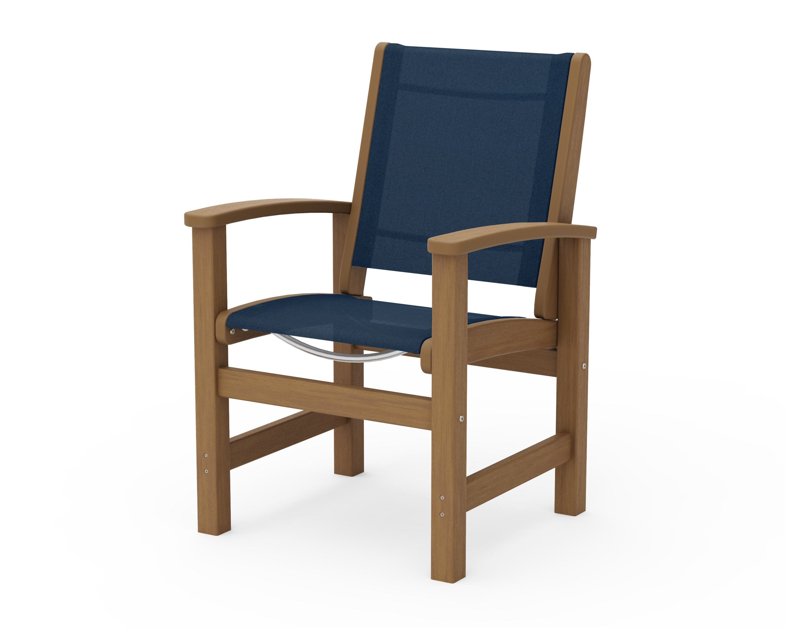 Coastal Dining Chair in Natural / Navy Blue Sling