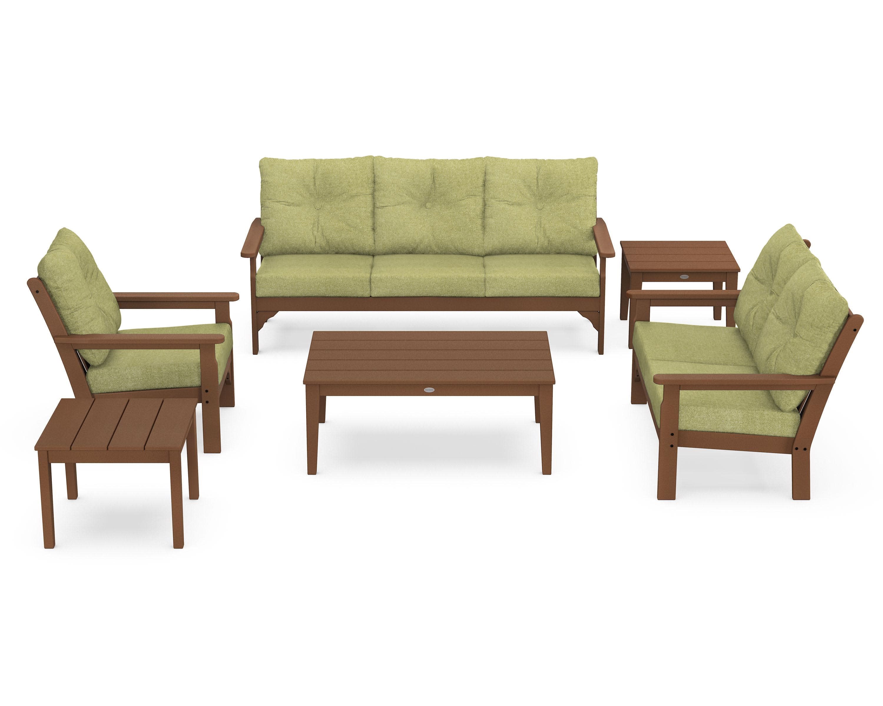 Vineyard 6-Piece Deep Seating Set in Teak / Chartreuse Boucle