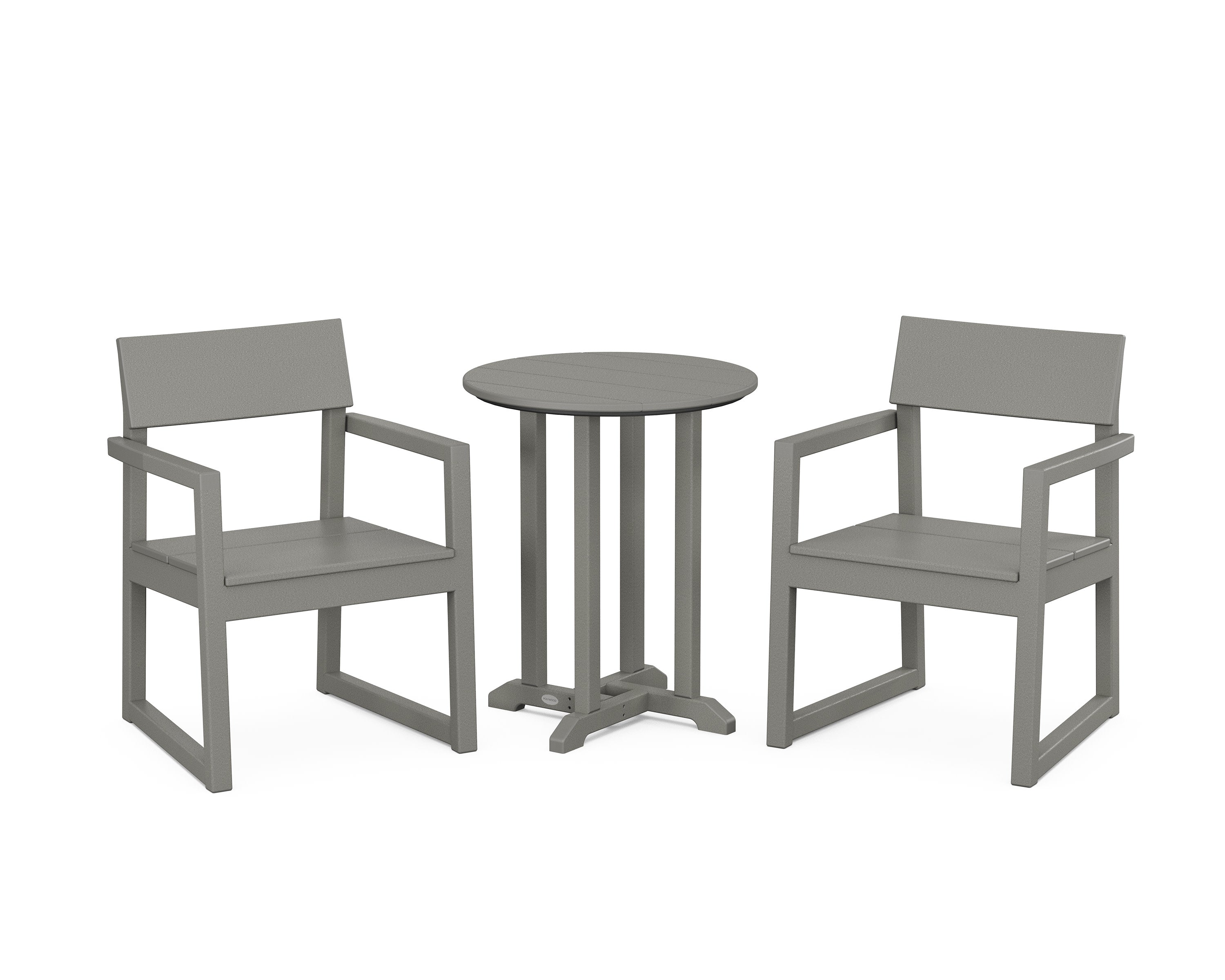 EDGE 3-Piece Round Bistro Dining Set in Slate Grey