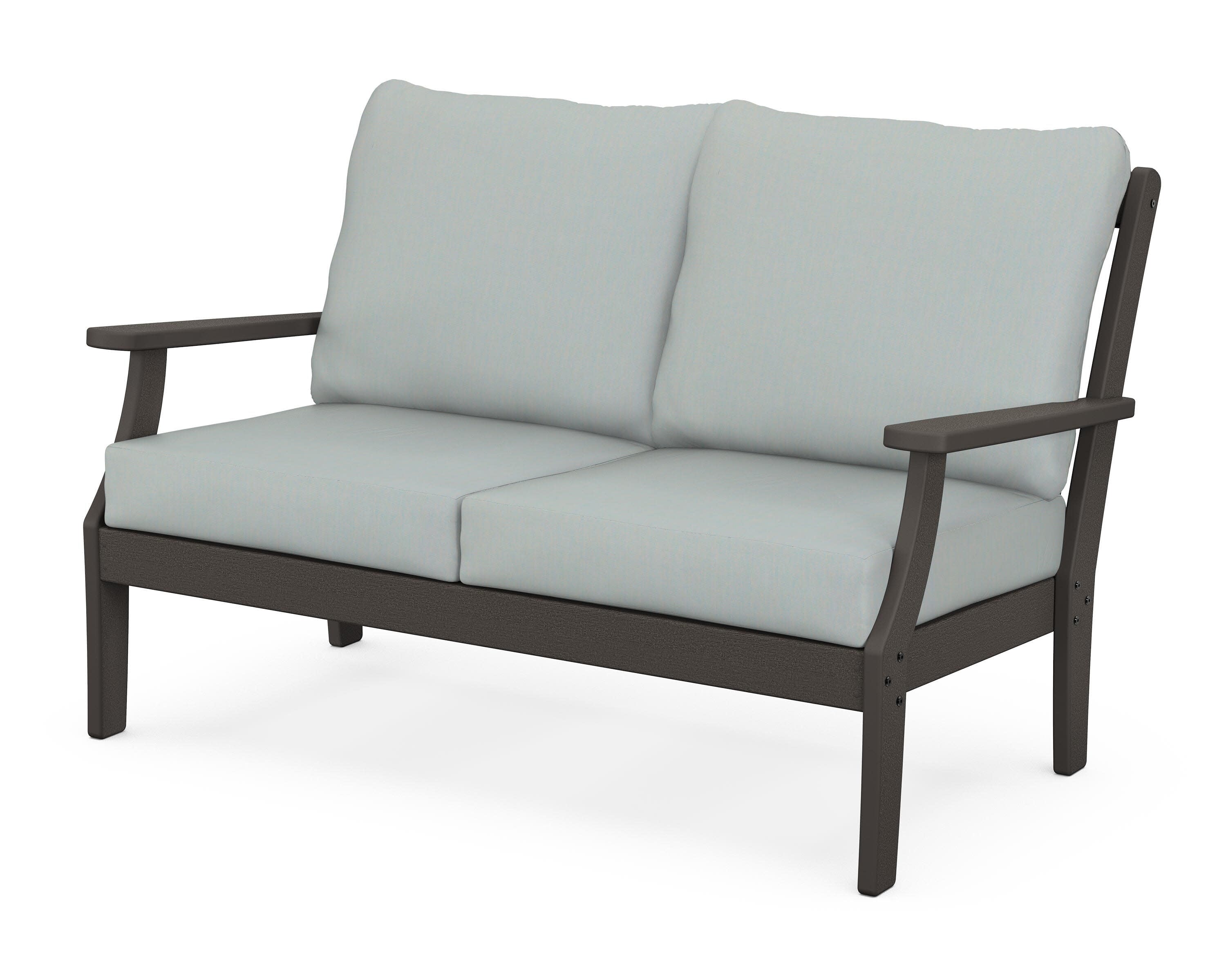 Braxton Deep Seating Loveseat in Vintage Coffee / Spa