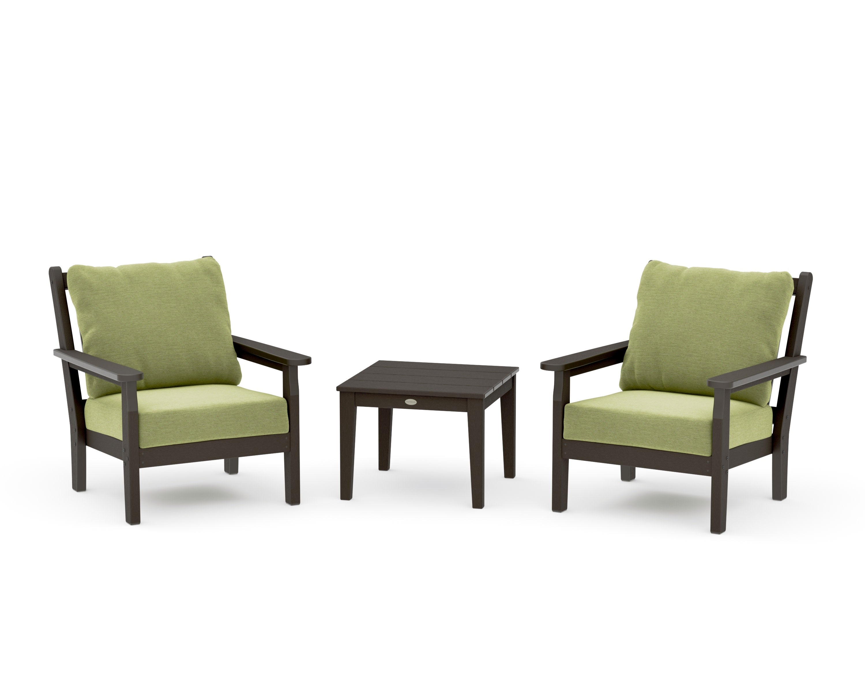 Chippendale 3-Piece Deep Seating Set in Vintage Coffee / Chartreuse Boucle
