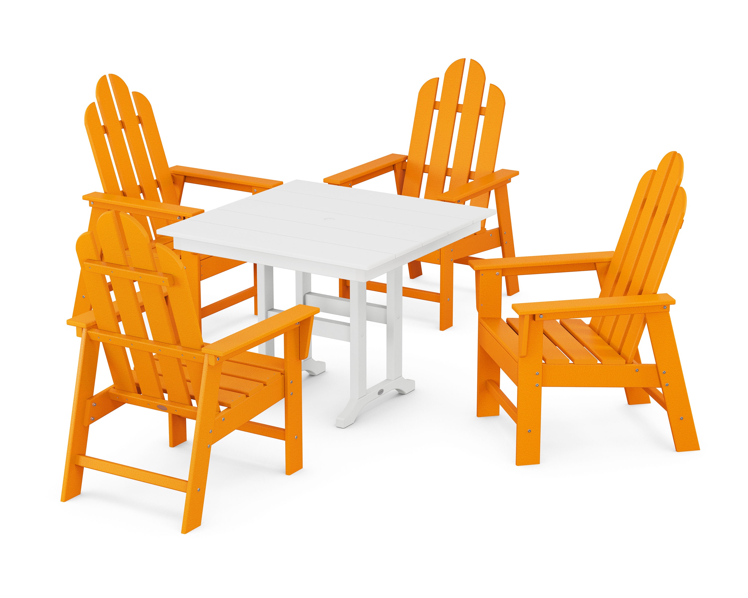Long Island 5-Piece Farmhouse Dining Set in Tangerine / White