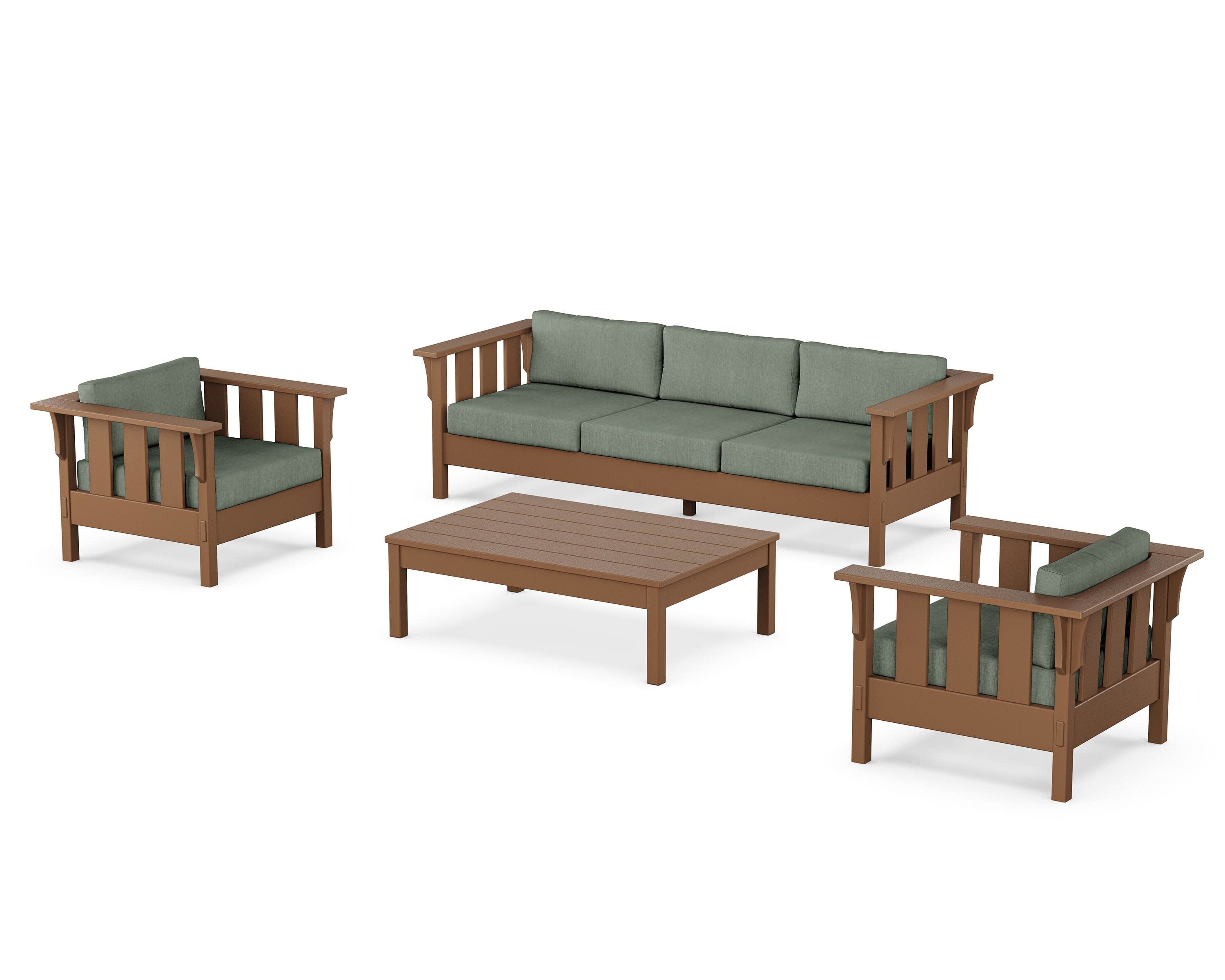 Acadia 4-Piece Deep Seating Set with Sofa in Teak / Cast Sage
