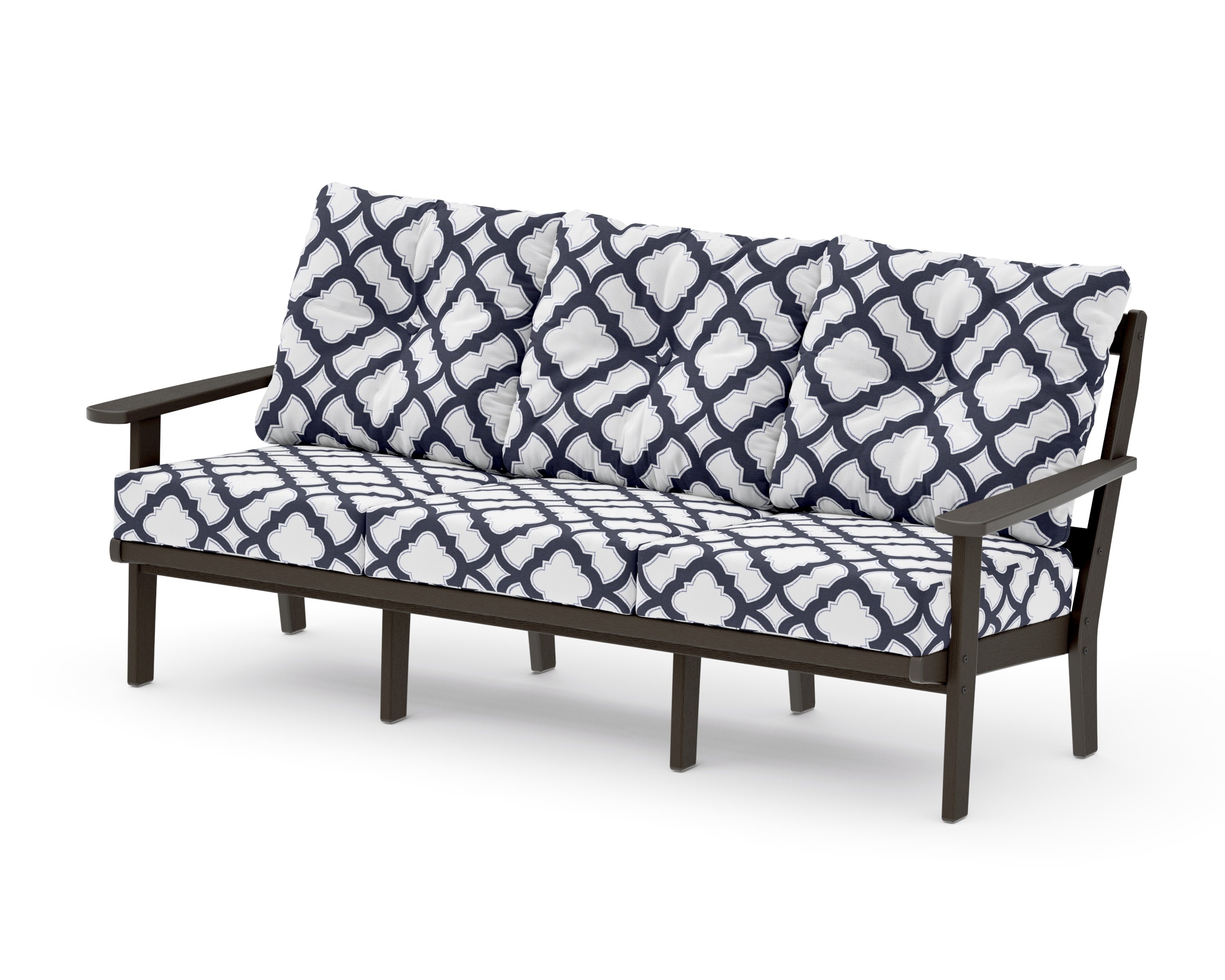 Mission Deep Seating Sofa in Vintage Coffee / Trellis Navy