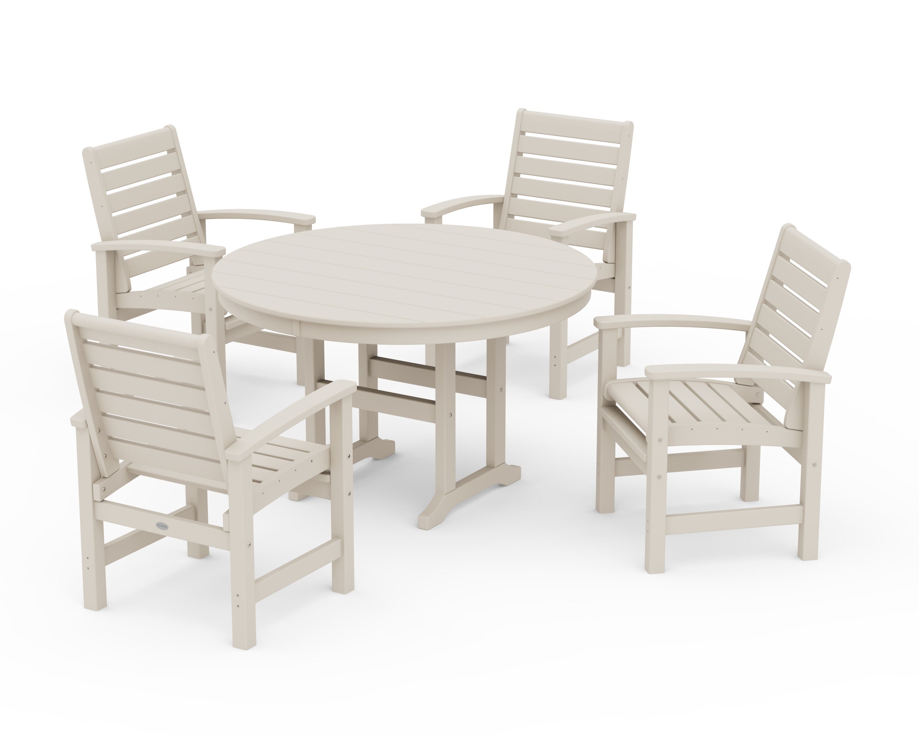 Signature 5-Piece Round Farmhouse Dining Set in Sand